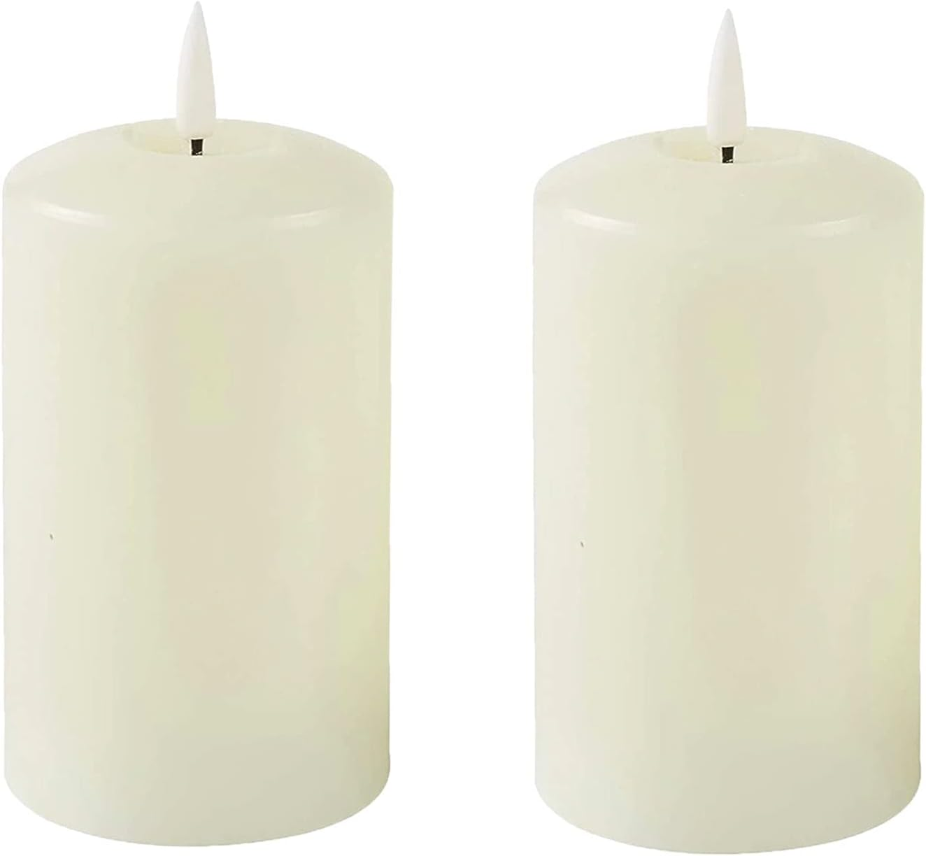 Set of 2 LED Grey Wax Pillar Candles - 3 Size Options - 13.5Cm image number 3