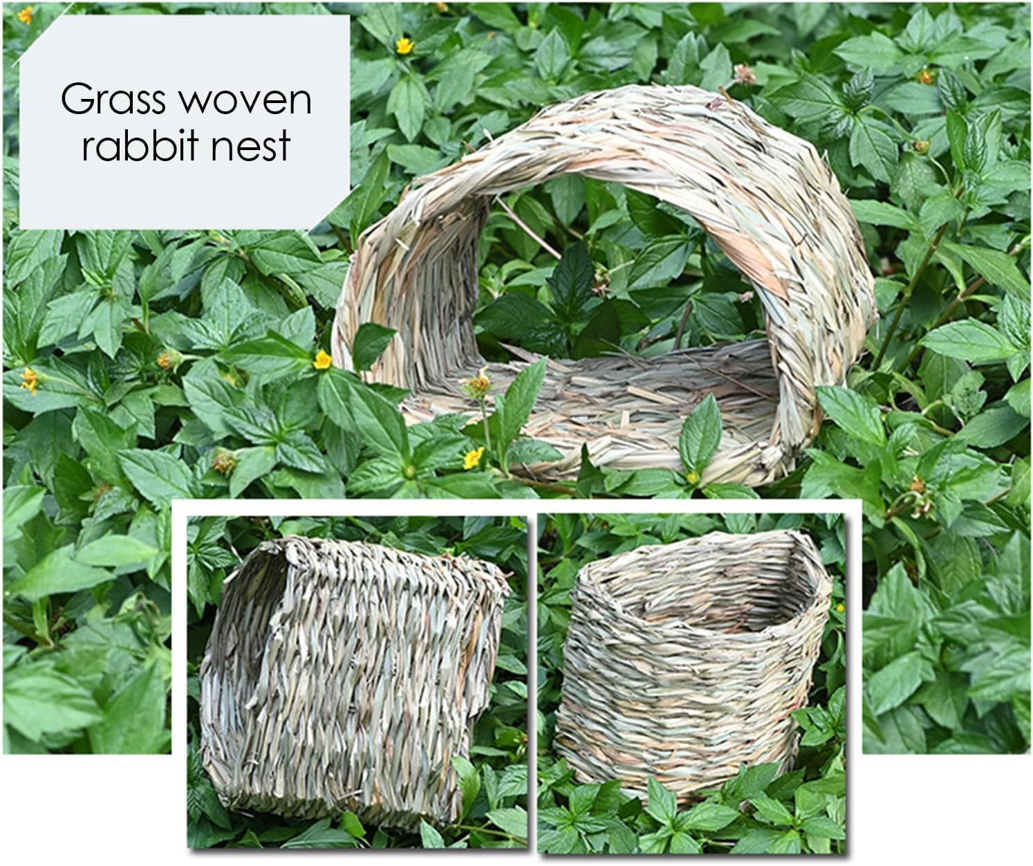 Bed Hideaway, Hedgehog Animal House, Spacious Hay Tunnel, Natural Reed Grass, Cozy Chewable Design, 9.05X7.48X6.69Inch, Perfect for Small Pets Necessities image number 5