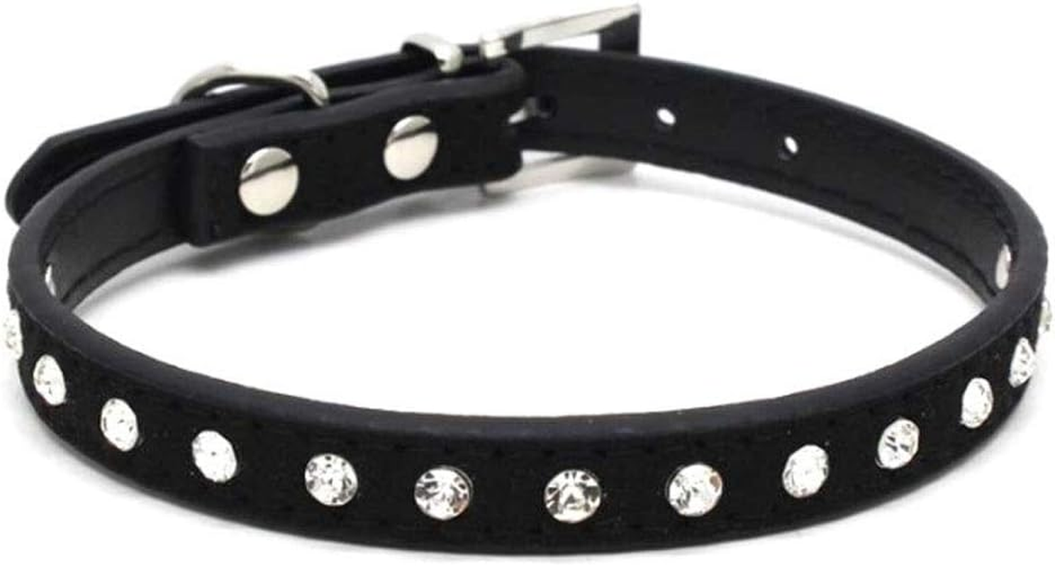 Avenpets 10"-16.5" Length Bling Velvet Rhinestone Dog Cat Pet Collar Diamond Crystal Pet Jewelry(Red,S)