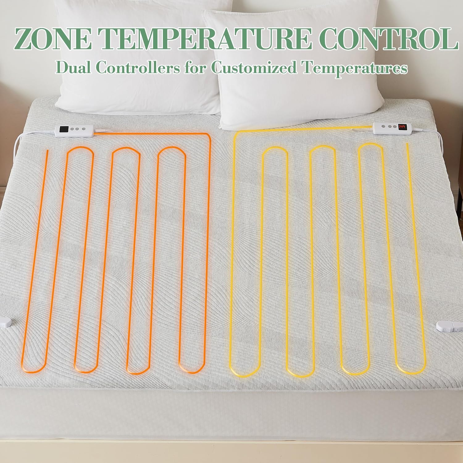 Dual Control Air-Layer Electric Blanket Queen, 150X200Cm Breathable Heated Underblanket with 10 Heat Settings & 9-Hour Auto Off, Washable Fully Fitted Heated Mattress Pad with Overheat Protection image number 1