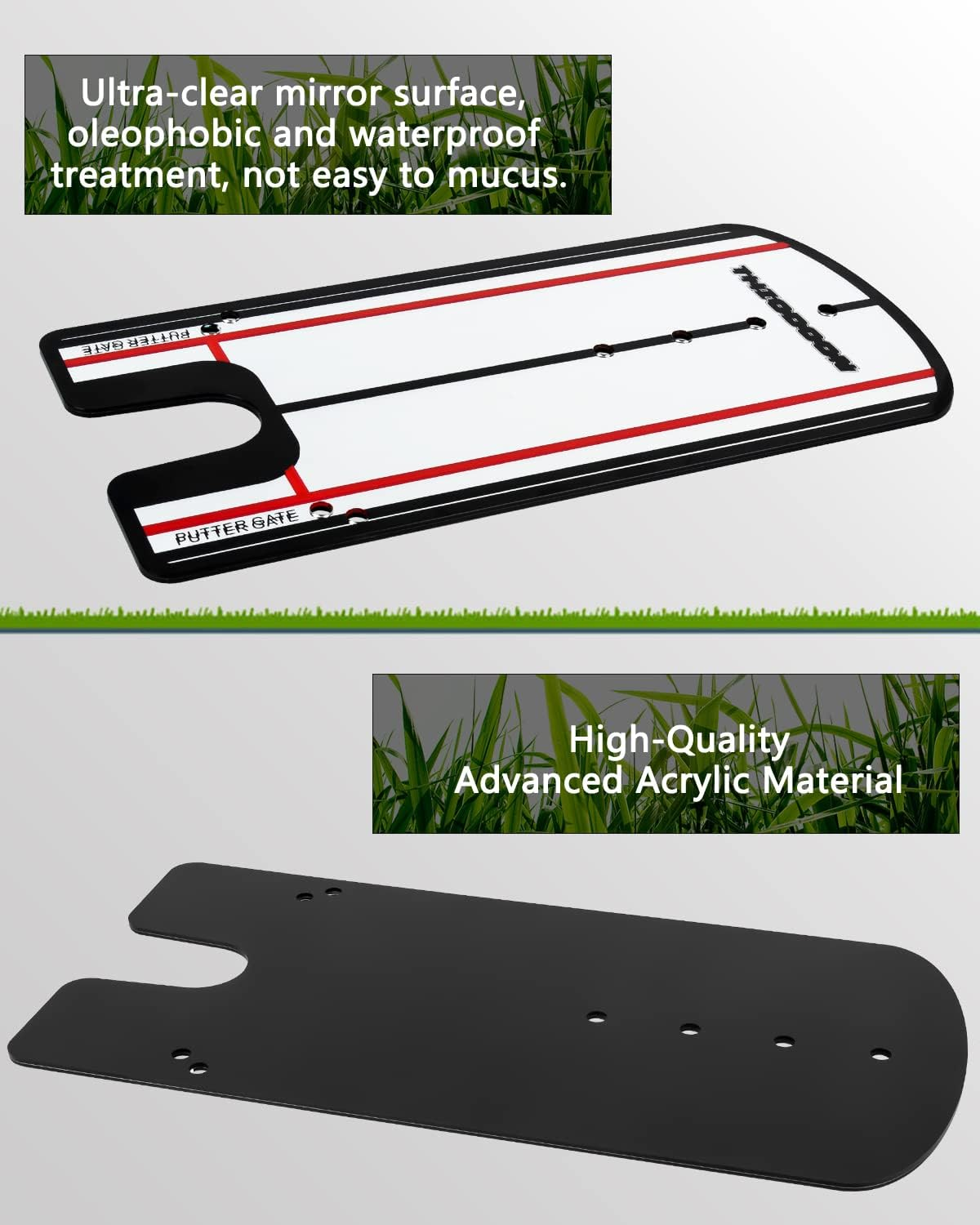 THIODOON Golf Putting Alignment Mirror with Golf Putter Line Putting Mirror Training Aid for Golf Putting Practice for Beginners Golf Putting Mirror Size 12 X 6 Inches image number 4