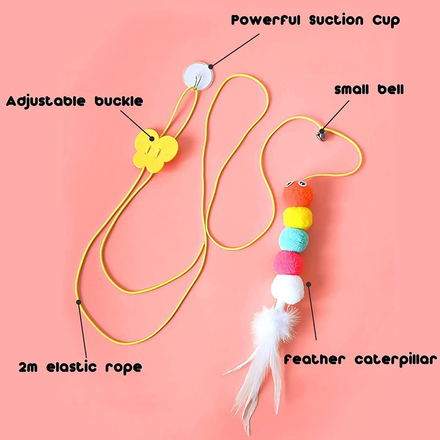 Cat Toys for over the Door, 5PCS Retractable Kitten Jump Exercise Toys, Hanging Cat Toys, Interactive Elastic Rope Cat Teasers, Catnip Feather Mice Kitten Play Chase Practice image number 6