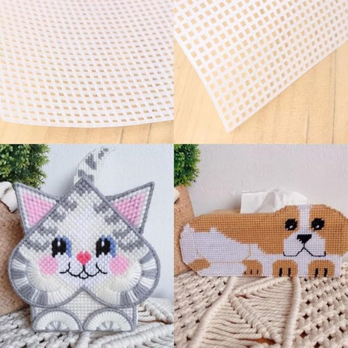 10Pcs Sheets Handwoven Baseboard Embroidery DIY Pads Bag DIY Material Plastic Mesh Pads Plastic Mesh for Embroidery Plastic Canvas for Bag Sewing，For Embroidery Crafting Knit and Crochet Projects image number 4