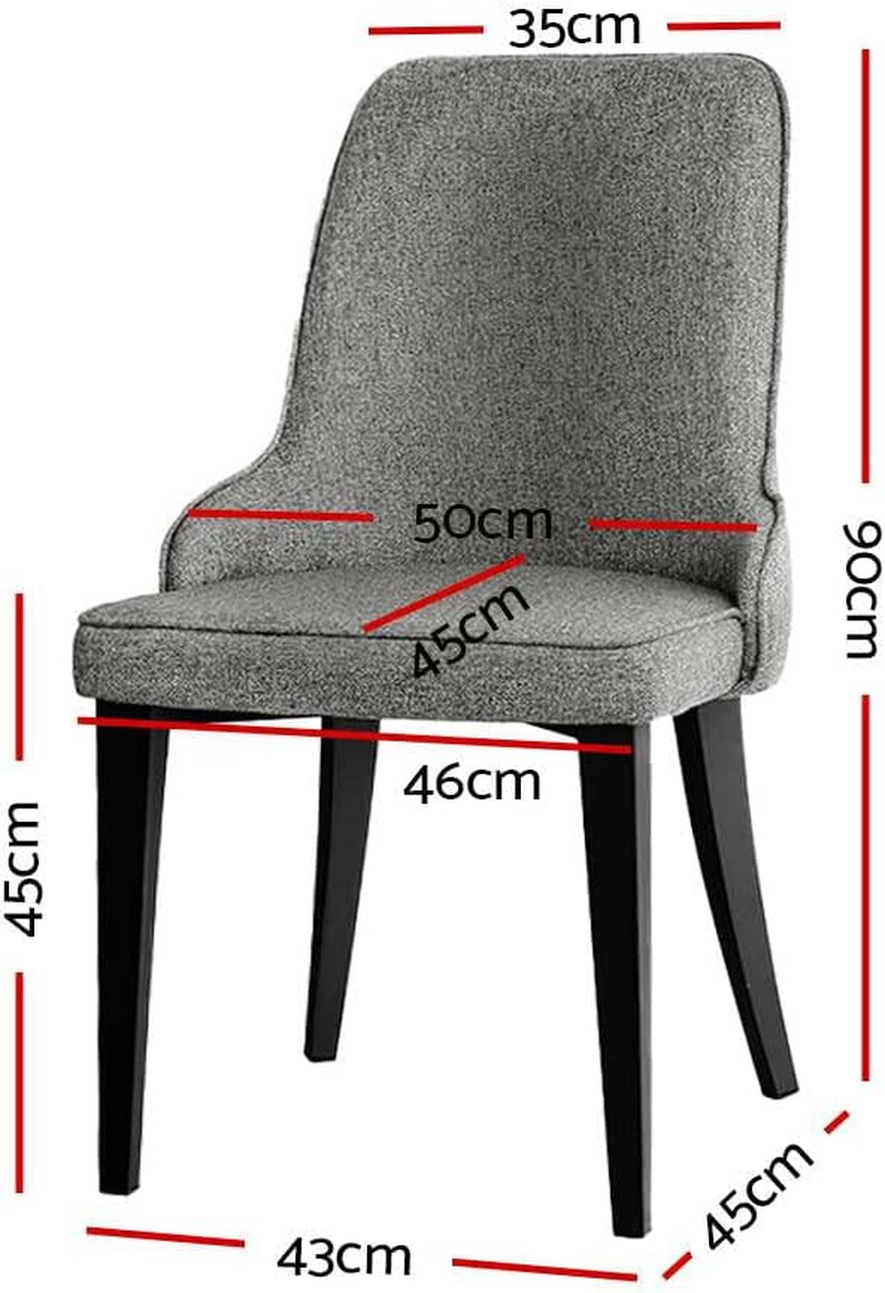 Artiss Dining Chairs Set of 2 Grey Chair Nursing Seats Reading Seating Home Living Room Bedroom Kitchen Cafe Office Furniture, Vintage Linen Fabric, in 45Cm Seat Height