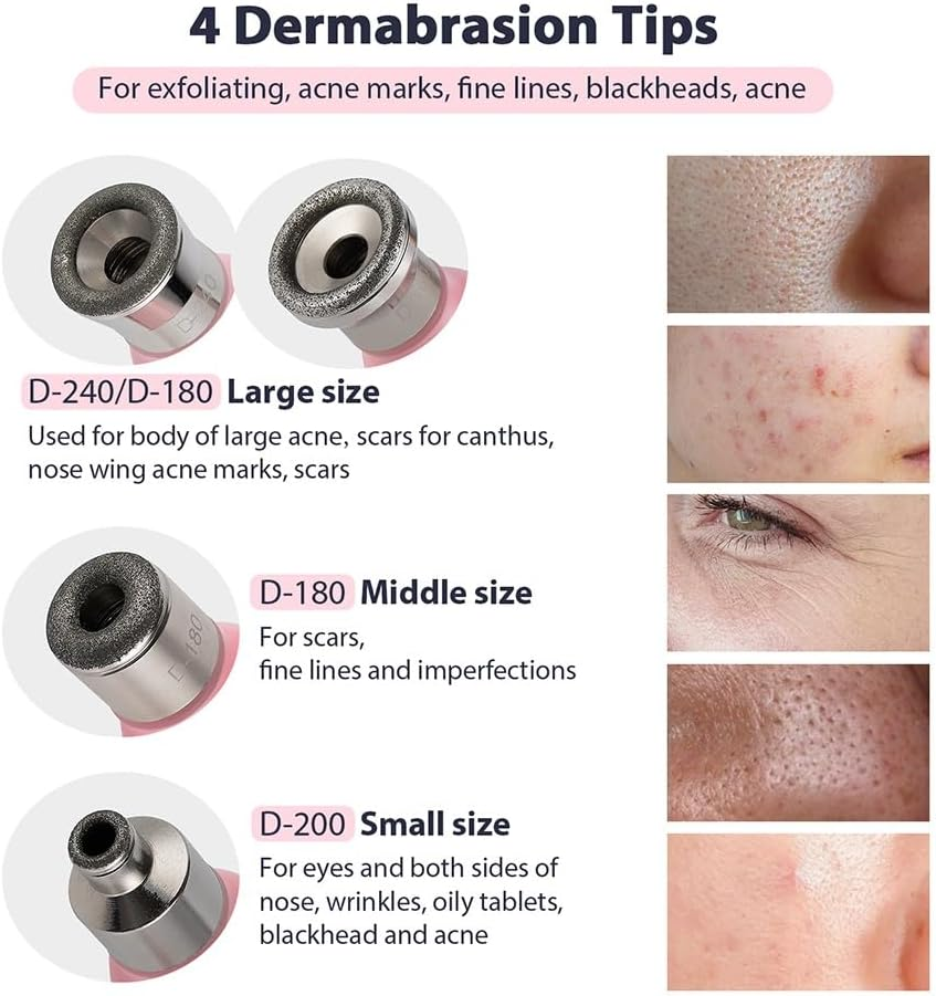 2-IN-1 Diamond Microdermabrasion Machine, Blackhead Remover Portable Diamond Microdermabrasion Machine, Pore Vacuum Peeling Cleaner with 8 Replaceable Suction Heads, Facial Exfoliation Tool(White)