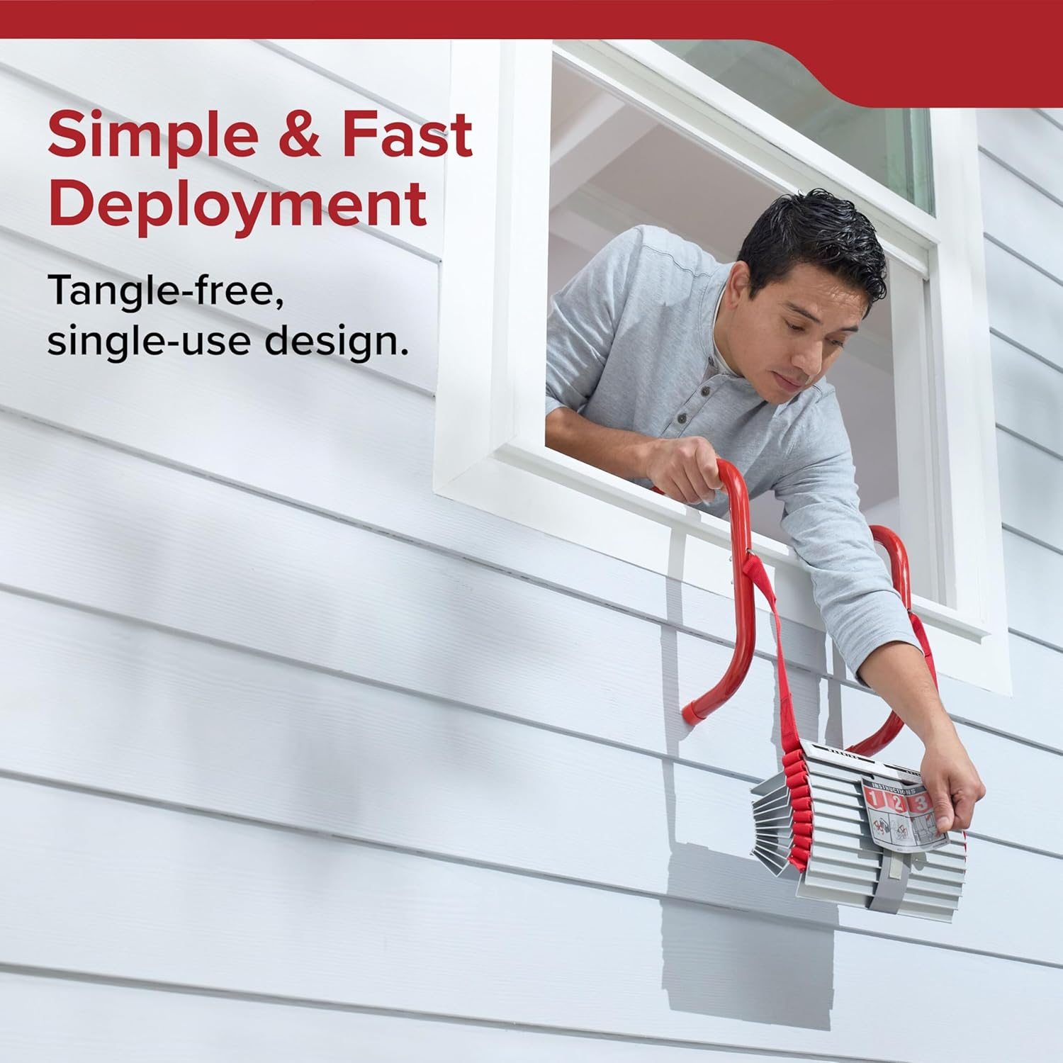 Kidde 468193 KL-2S Two-Story Fire Escape Ladder with Anti-Slip Rungs, 13-Foot Red image number 2