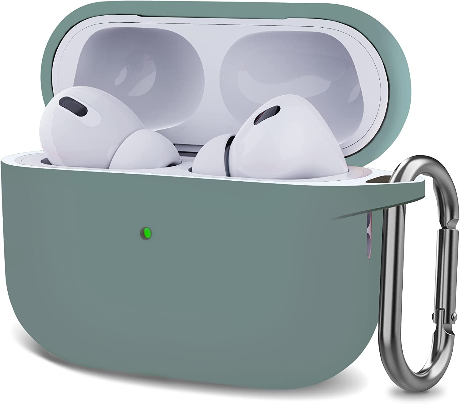 T Tersely Silicone Case Cover Compatible with Airpods Pro 2(2022 2023) - Premium Silicone with Hook, Supports Wireless Charging, Shockproof Protection (Green) image number 5