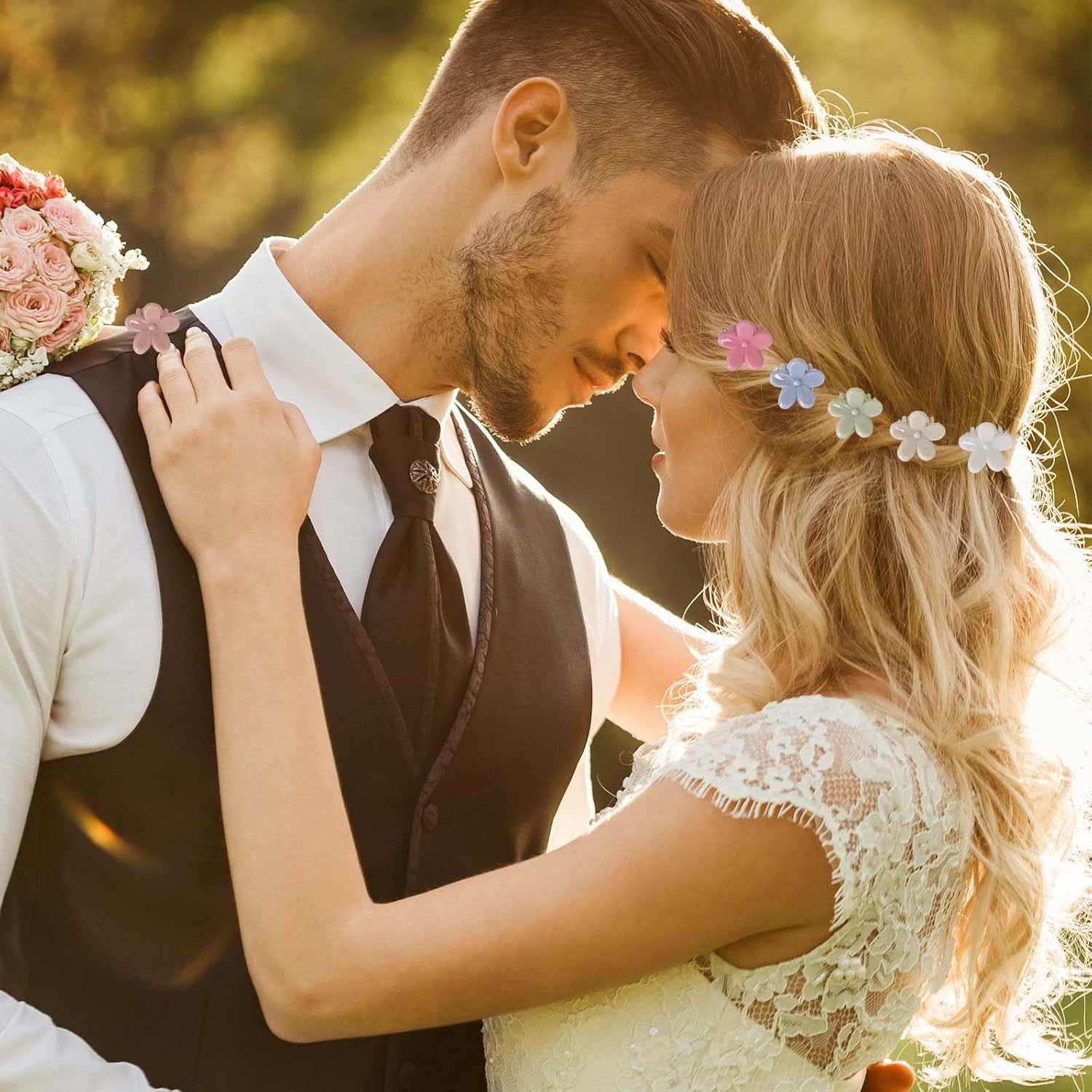 Pack of 50 Small Flower Hair Clips, Small Claw Clip, Colourful Mini Flower Hair Clips, Matte Non-Slip Hair Clips, Mini Hair Clip, Hair Accessories, for Children, Girls, Women image number 2