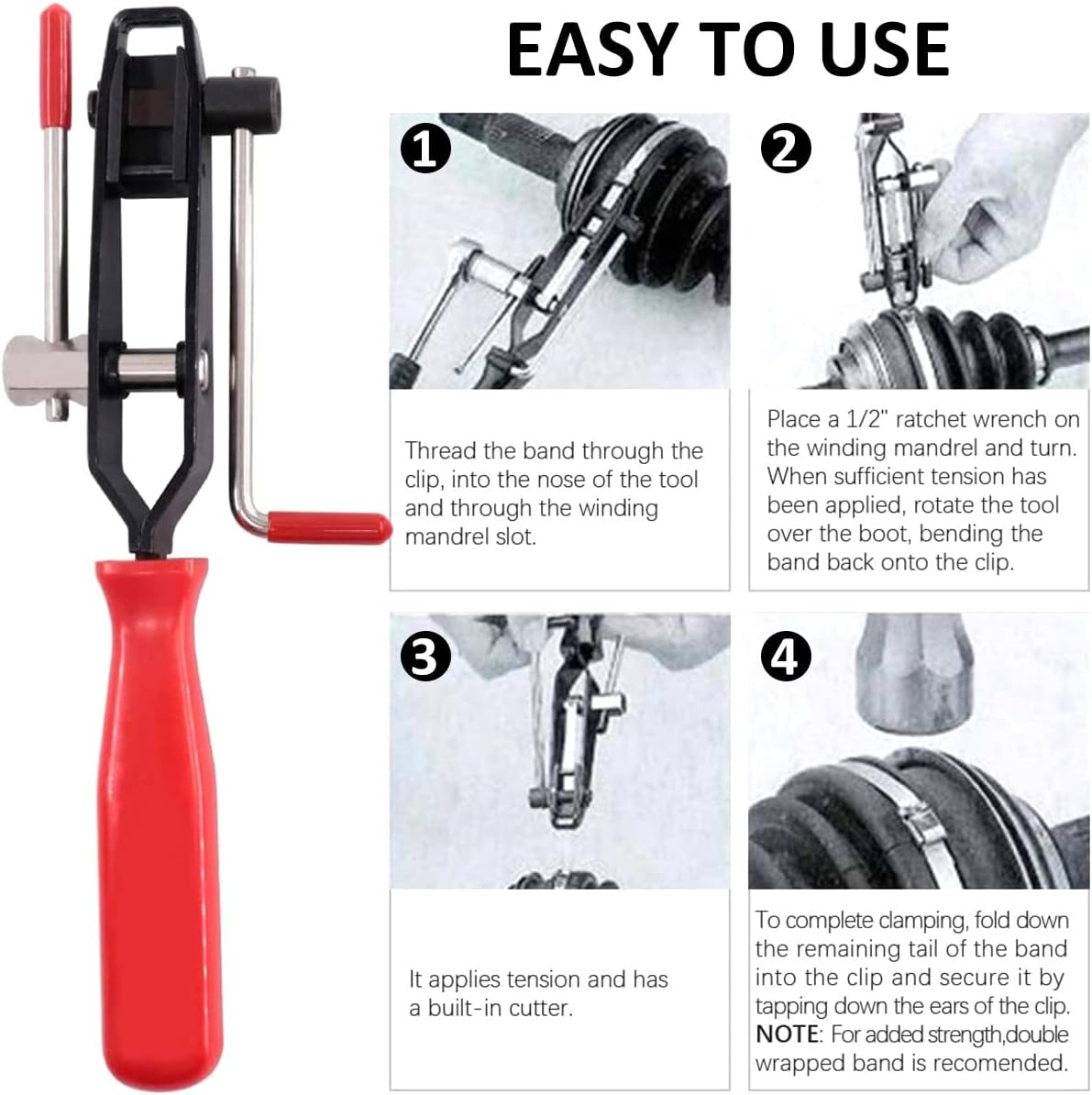 10Pcs CV Boot Clamps Pliers Kit, Ear Boot Tie Pliers,Stainless Steel Universal Adjustable AXLE CV Joint Boot Crimp Clamp Kit,Hose Axle Plier CV Clamp Tool CV Joint Banding Tools image number 3