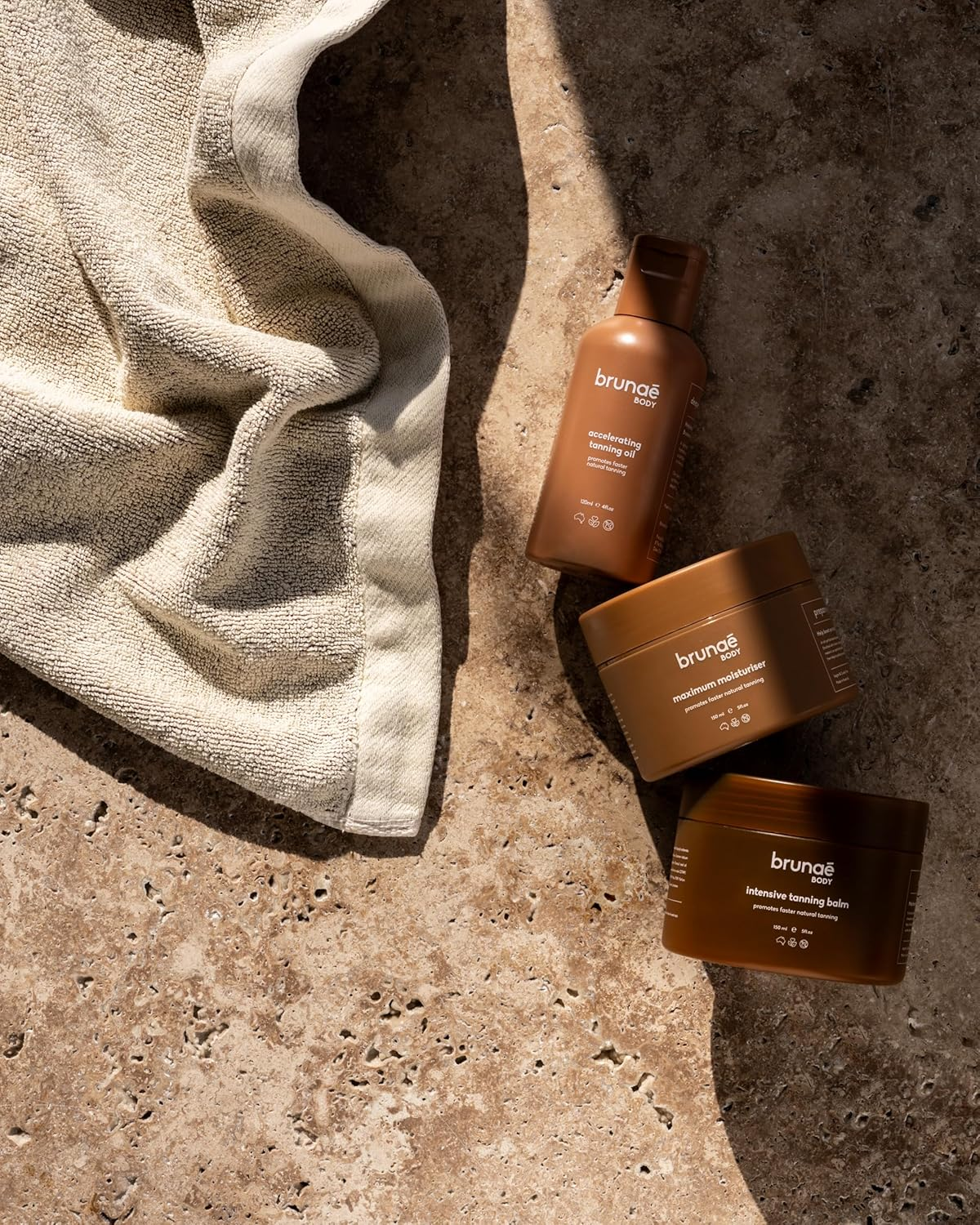 Brunae Body Bronzed Trio Bundle - Moisturiser, Tanning Oil, & Intensive Tanning Balm for Deeper, Faster Tan