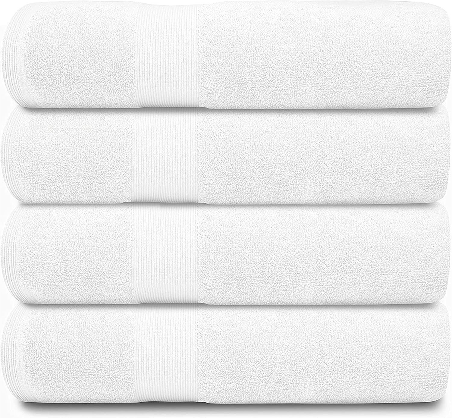GABA 100% Cotton Luxury Bath Towels - 600 GSM Cotton Towels for Bathroom 75X150Cm (4 Piece, White)