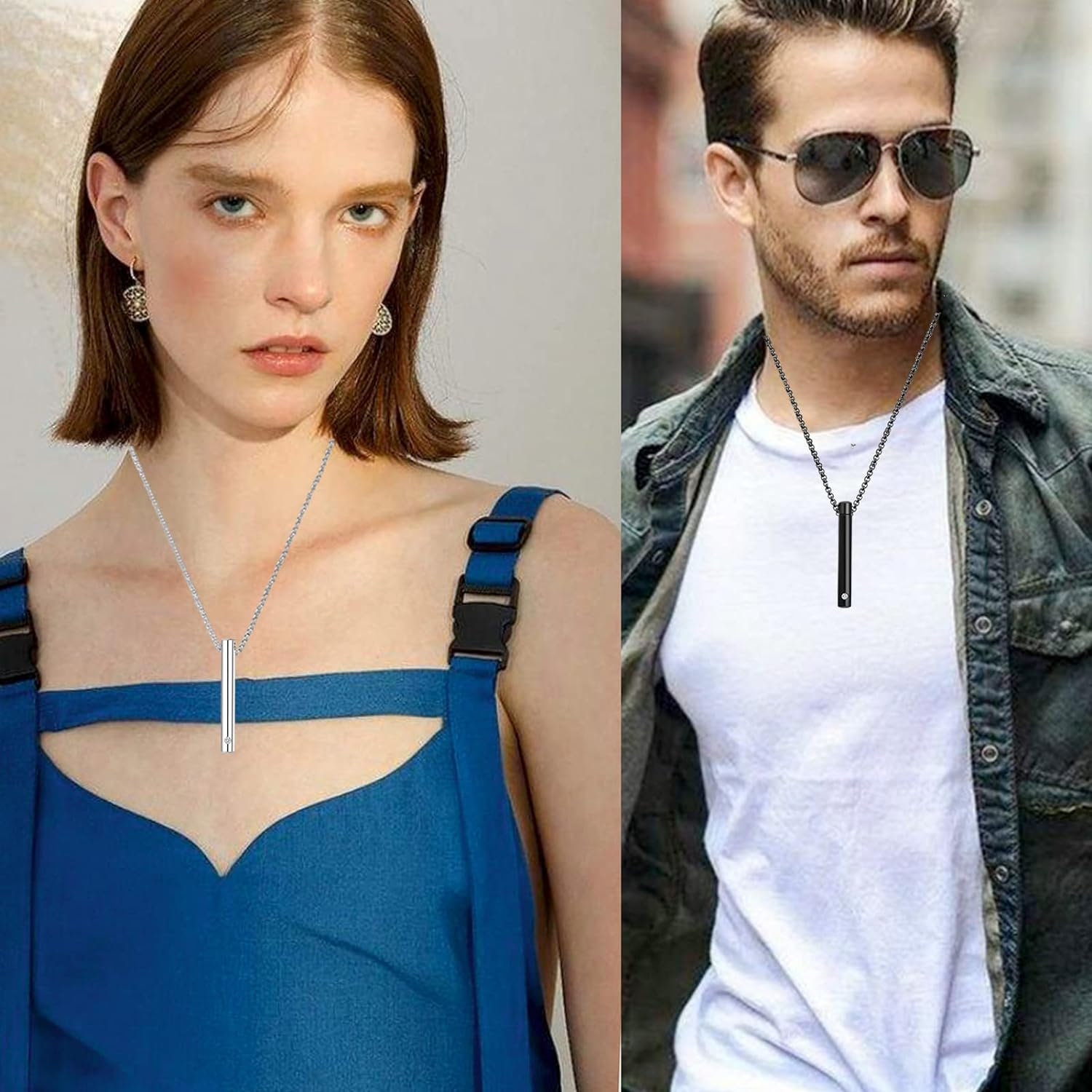 2 Pcs Cremation Necklace for Ashes Urn Necklace for Ashes Stainless Steel Cremation Jewelry Memorial Ash Holder with CZ Necklace image number 2