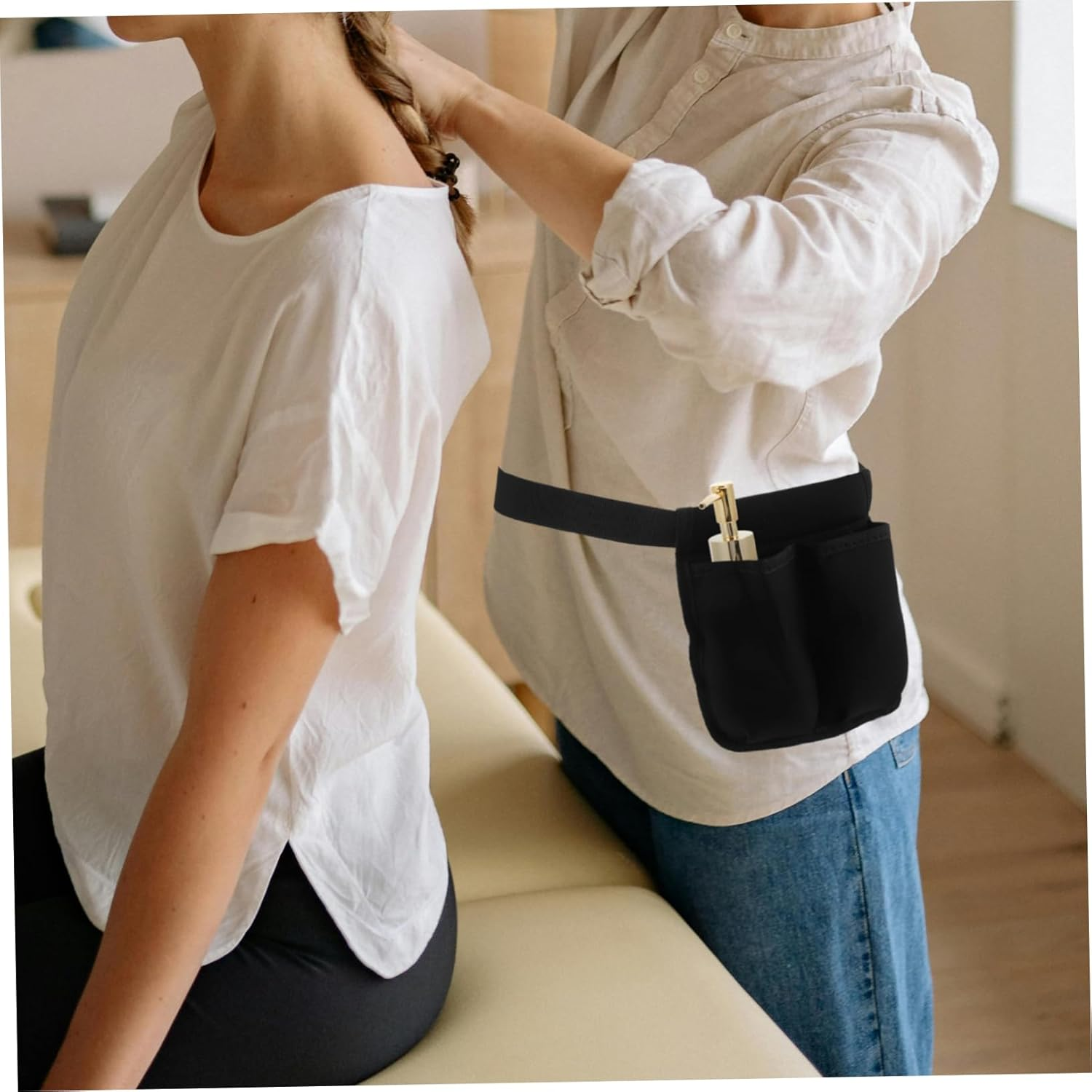 Essential Oils Waist Bag Adjustable Belt, Massage Bottle Organizer Dual Pockets for Therapists, Travel and Home Use Oil Bottle Holder image number 5