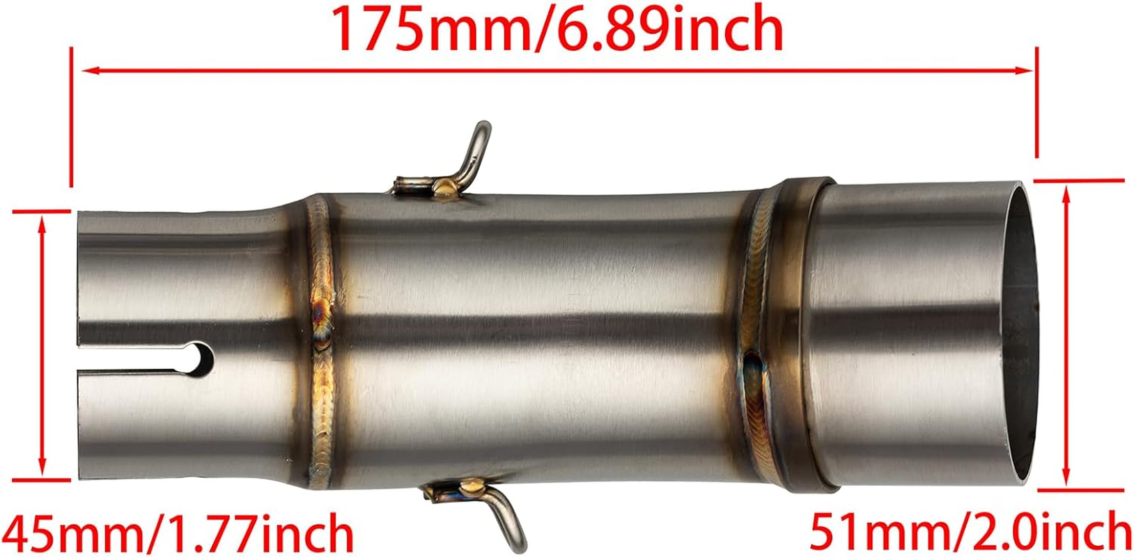 Motorcycle Exhaust Mid Pipe, Exhaust Muffler Adapter Connect Pipe with Clamps Compatible with Kawasaki EX250 EX300 Z250 Z300, Ninja 250 Ninja 300 2018-2022 Ninja 650 2018-2022 Ninja 400 Z400 2017-2022 image number 2