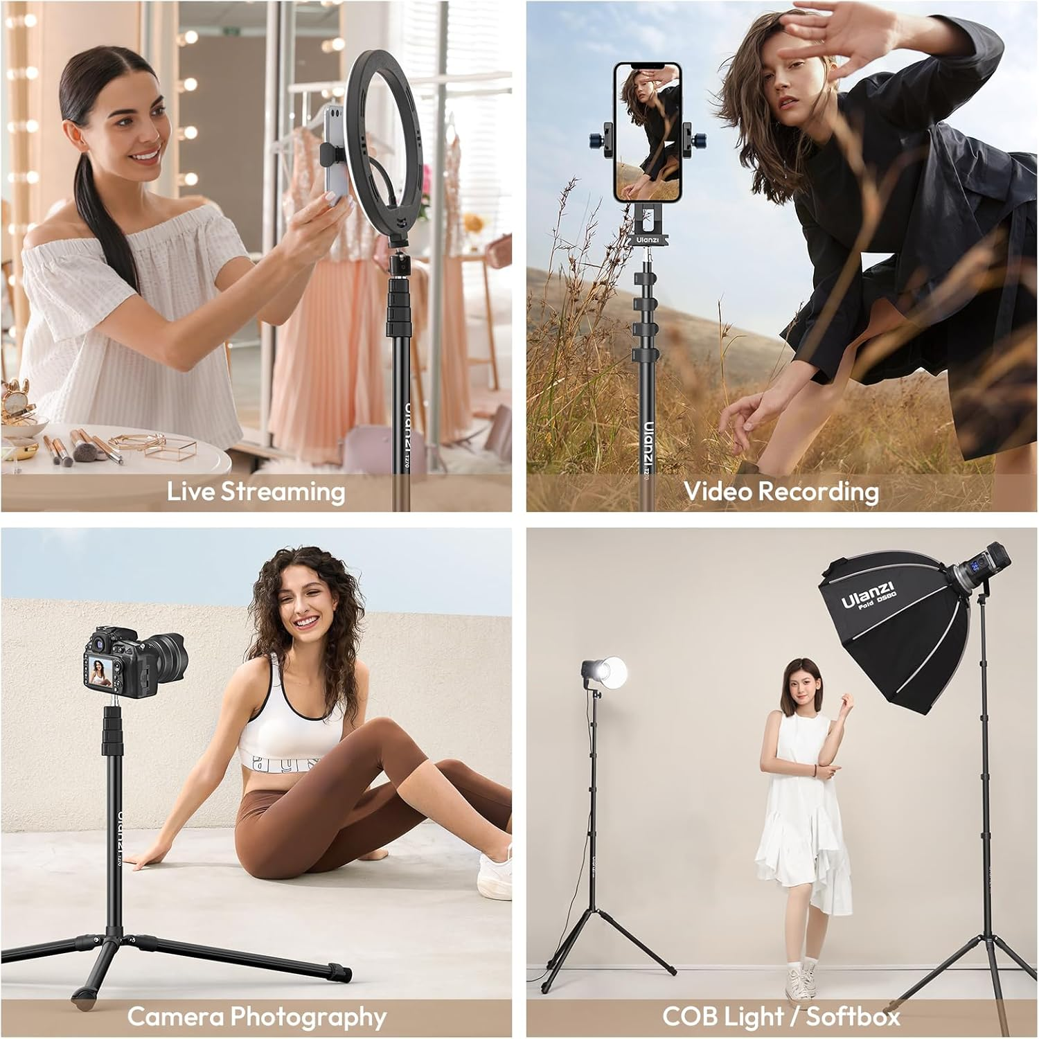 ULANZI T270 Photography Light Stand - 8.8Ft/270Cm Adjustable Tripod Stand, Aluminum Studio Lighting Stand for Softbox, LED Video Light, Reflector, Strobe, Photo Video Photography image number 1