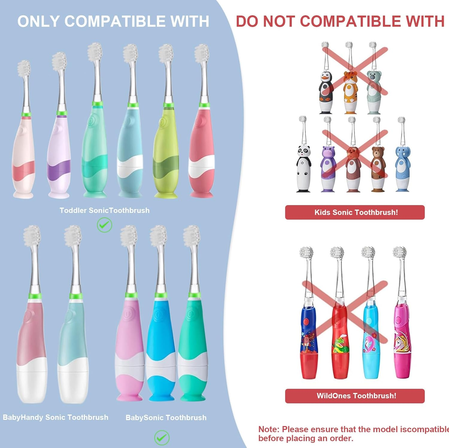 KOPBTBOY Baby Toothbrush Heads Compatible with Papablic Babyhandy/Toddler Sonic Electric Toothbrushes, Compatible with Brush-Baby Babysonic/Seago SG902/SG602, 5 Pack (18-36 Month) image number 2