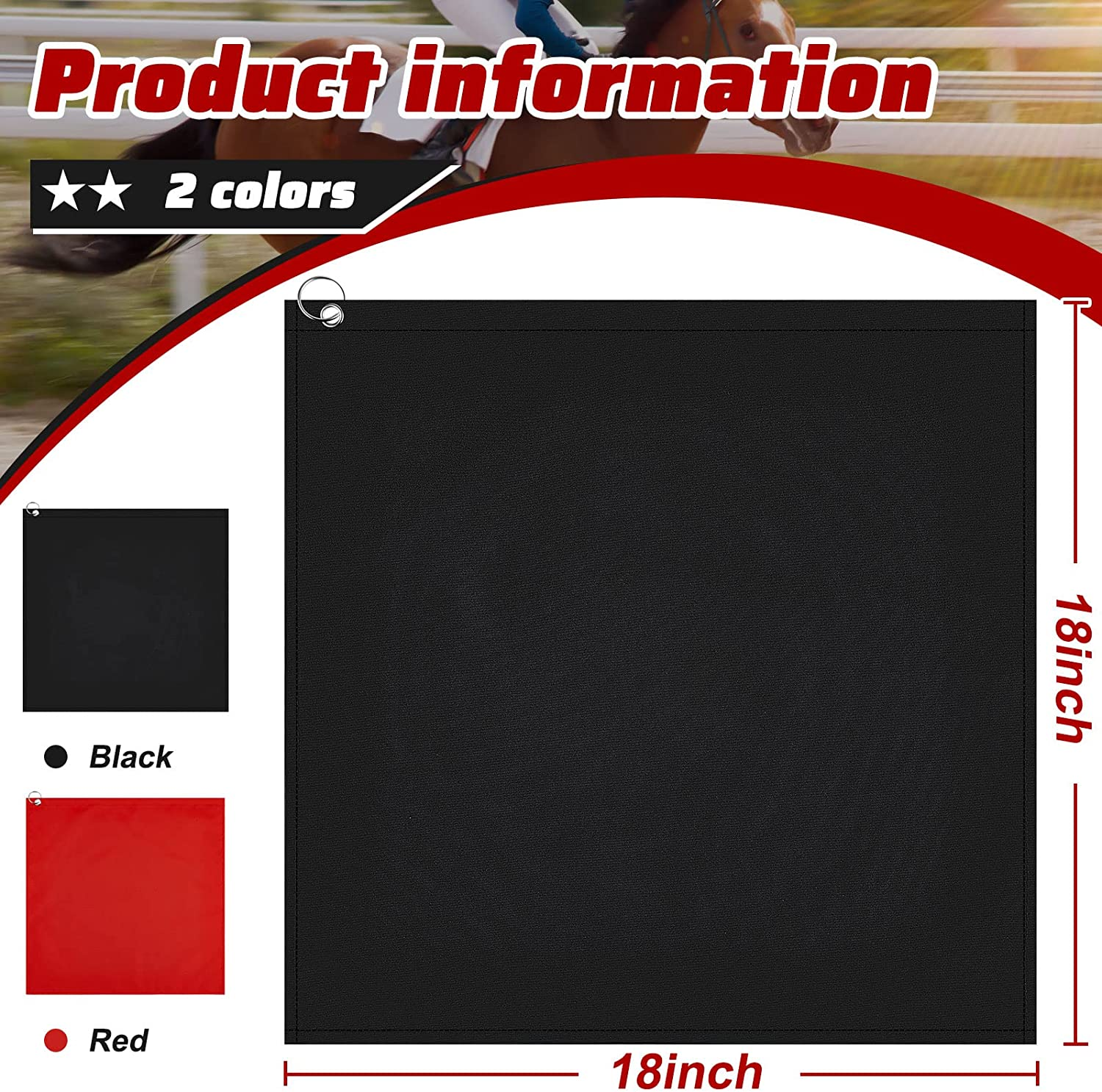 Sunnyray 48" Horse Training Flag Horse Training Equipment with 4 Feet Replacement Flags and Telescopic Handheld Flagpoles, Red, Black