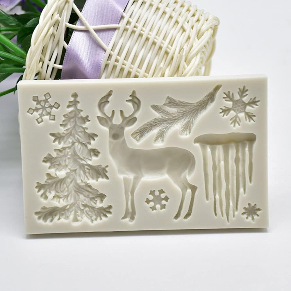 2Pcs Christmas Tree Reindeer Shape Silicone Mold Fondant Cake Sugarcraft Decorating Tool Kitchen Bakeware Baking Mould Zhengpingpai image number 4