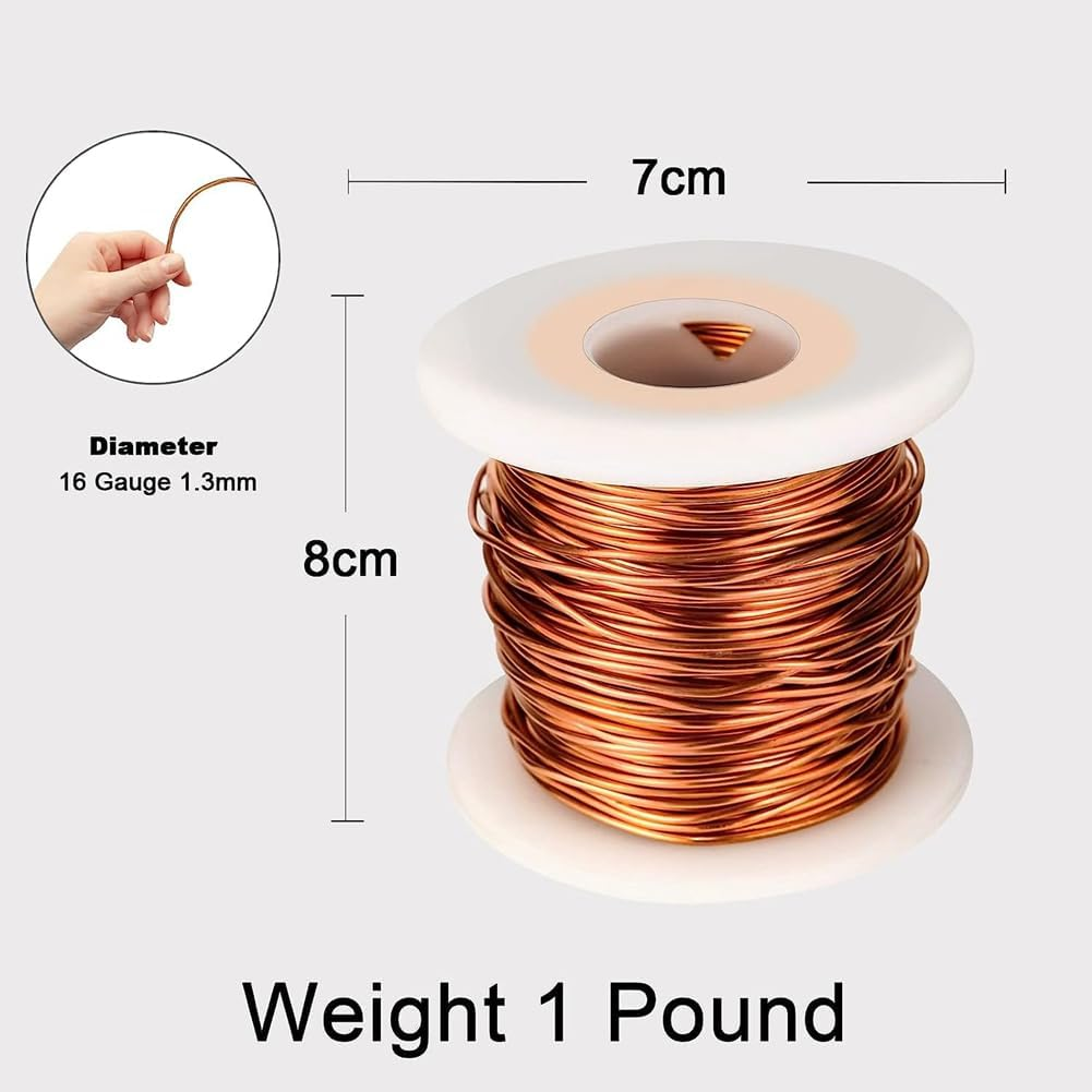 Veumoie Copper Wire for Gardening, 16 Gauge/ 1.3 Mm Diameter,127 Feet / 39M, 1 Pound Spool image number 4