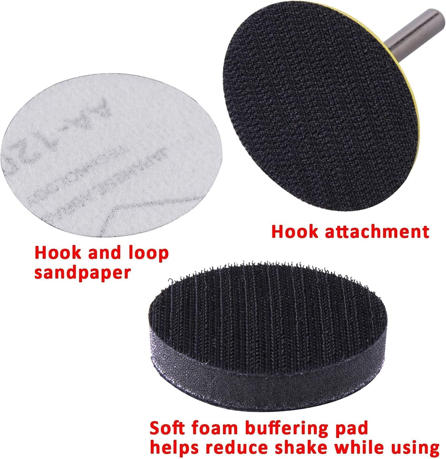300 Pcs Sanding Discs Pads, Hook and Loop Adhesive Sanding Discs ，50Mm/2Inch Hook and Loop Pads with 1/4" Shank Backing Pad & Foam Buffering Pad ，Sandpaper80-3000 Grit for Drill Grinder Rotary Tools image number 3
