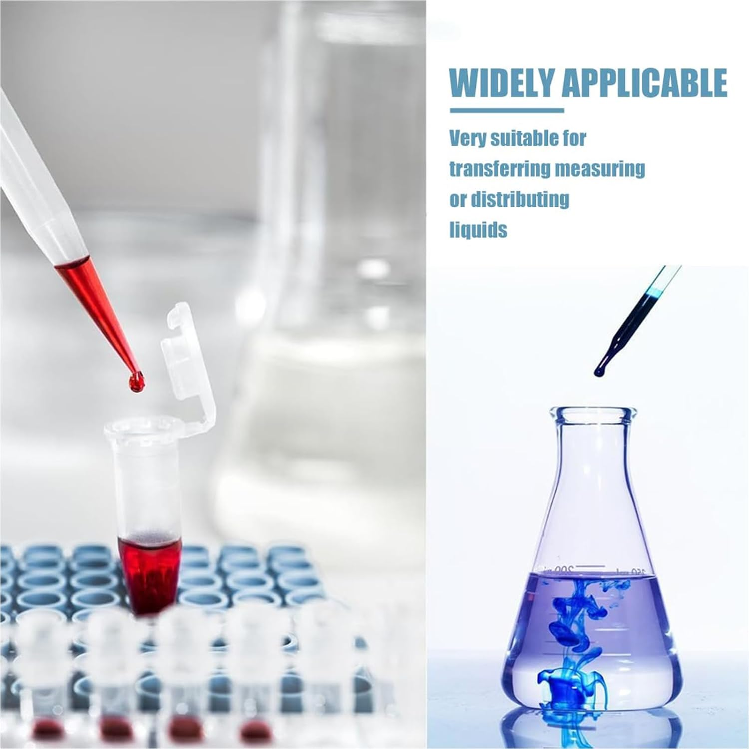 Jrusmr 200 PCS 3 Ml Disposable Plastic Transfer Pipettes-Calibrated Droppers for Science Labs, DIY Art, Essential Oils, and Makeup Application Tools