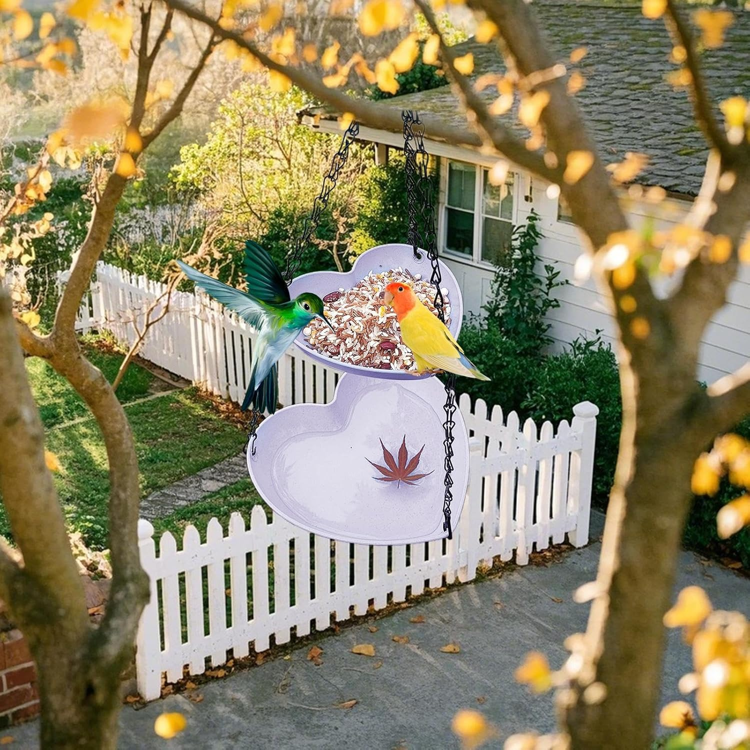 Bird Feeder and Bath | Bird Feeder Tray | Two-Layer Weatherproof Feeding Tray for Hummingbirds Backyard Balcony Garden Patio Wildlife image number 4