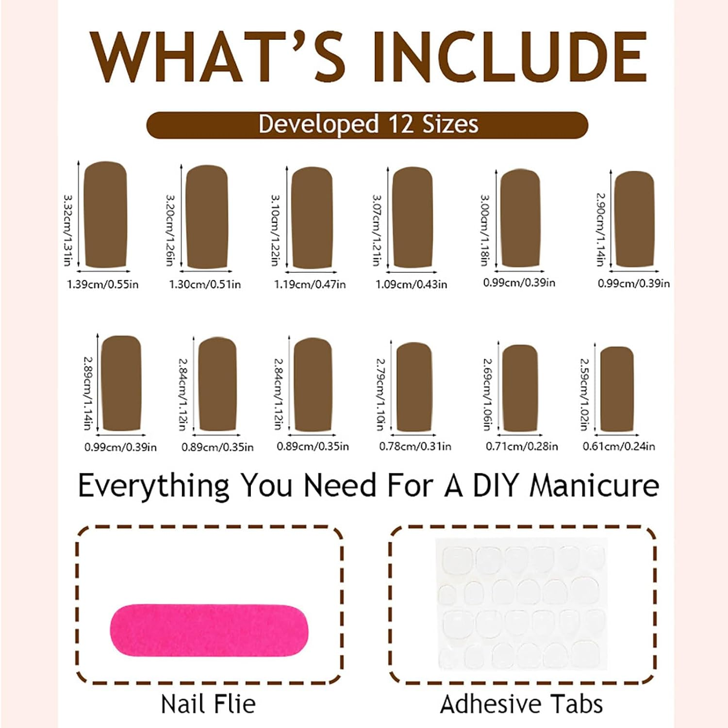 RUOKEXIN Long Press Square False Nails, Nude False Nails with Silver Lines Designs, Long Square False Nails, Long False Nails with Glue, Shiny Artificial Nails image number 4