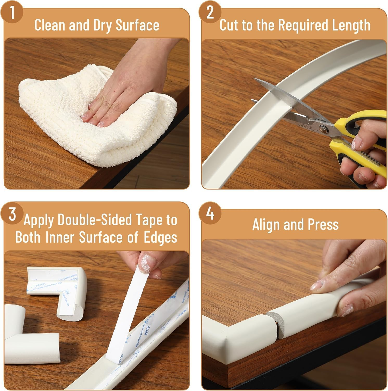 17.4Ft Furniture Edge and Corner Guards, 16.5Ft Edge 4 Corners Baby Proofing Edge Corner Guards, Adhesive Protective Foam Cushion Non Toxic Childsafe Corners Proofing Set for Stair Countertop image number 1