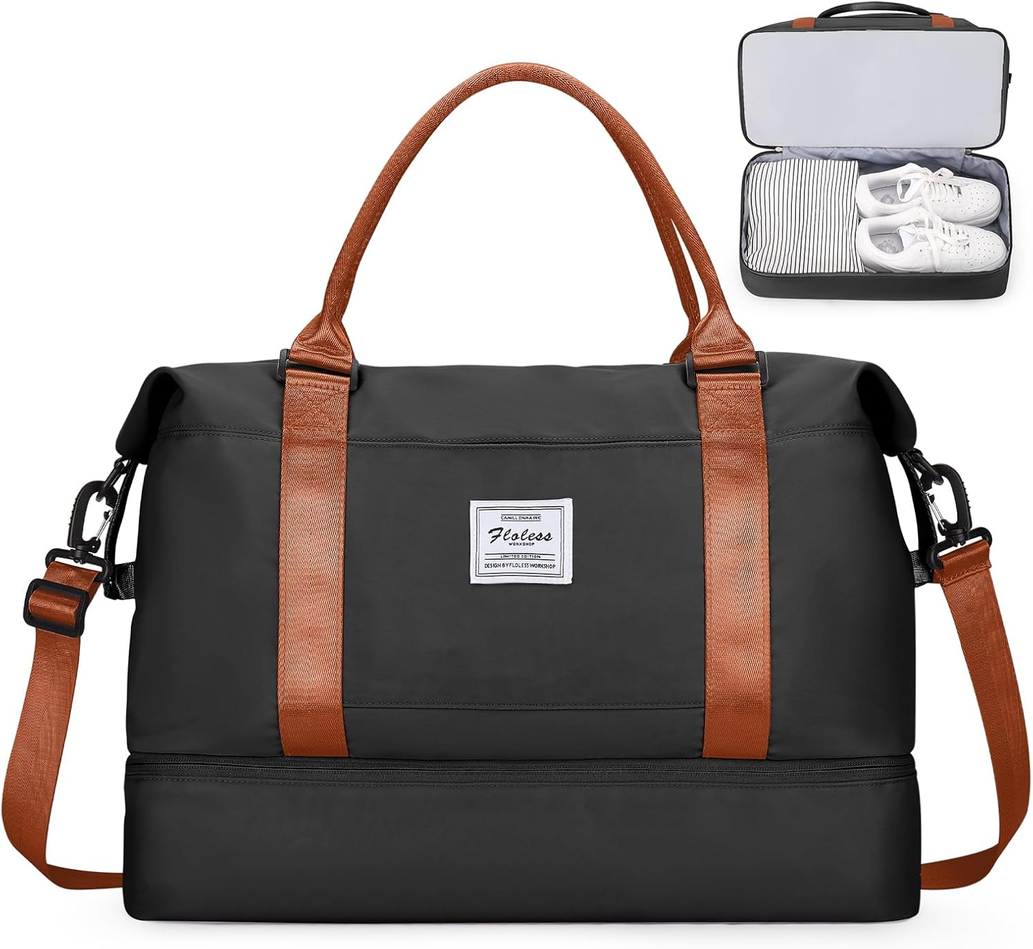 Pakembl Weekender Bags for Women,Travel Duffle Bags with Shoes Compartment,Overnight Travel Bag with Wet Pocket,Gym Tote Bag B01