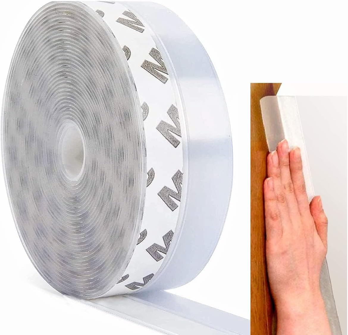 Silicone Seal Strip,Weather Stripping for Door or Window,Weatherproof Soundproof Self Adhesive Door Bottom, Draft Stopper Silicone Strip Tape for Door Window and Shower Glass(Width 45MM) image number 2