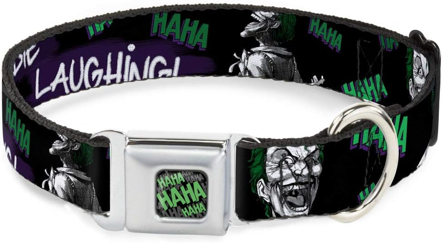 Dog Collar Seatbelt Buckle Joker Die Laughing Haha Black Purple Green 15 to 26 Inches 1.0 Inch Wide image number 4