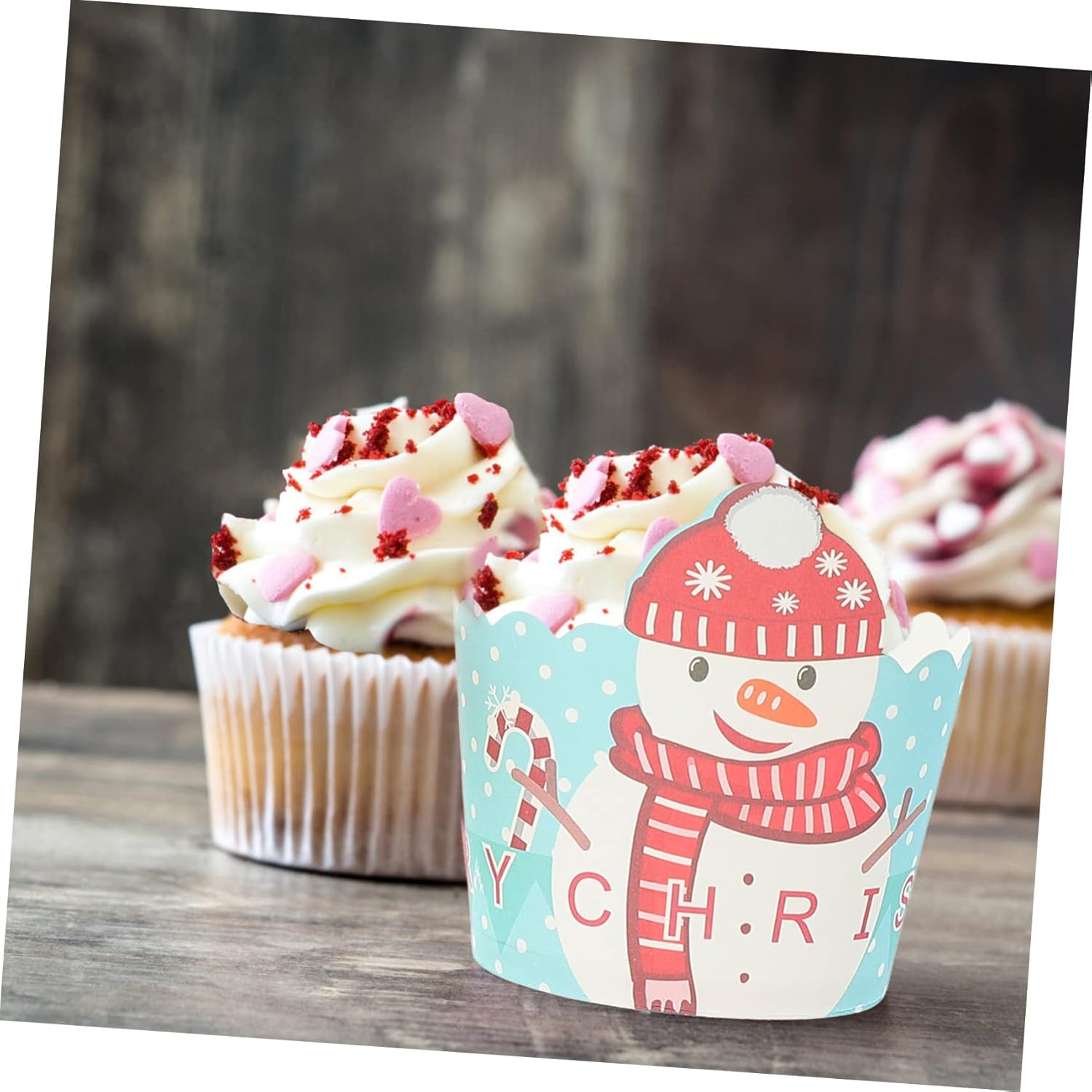 CHILDWEET Small Paper Christmas Muffin Cups 150Pcs Baking Paper Cups Heat Resistant for Holiday Party Baking Supplies image number 1