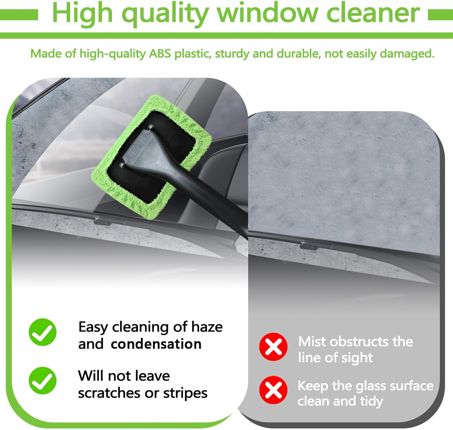 ASTIMESA Green Microfiber Windshield Cleaner Tool Set, Car Window Cleaner with 9 Replacement Cloth, Interior Windshield Cleaning Washer Supplies for Wiper Glass Rear inside Auto Mirror(10) image number 4