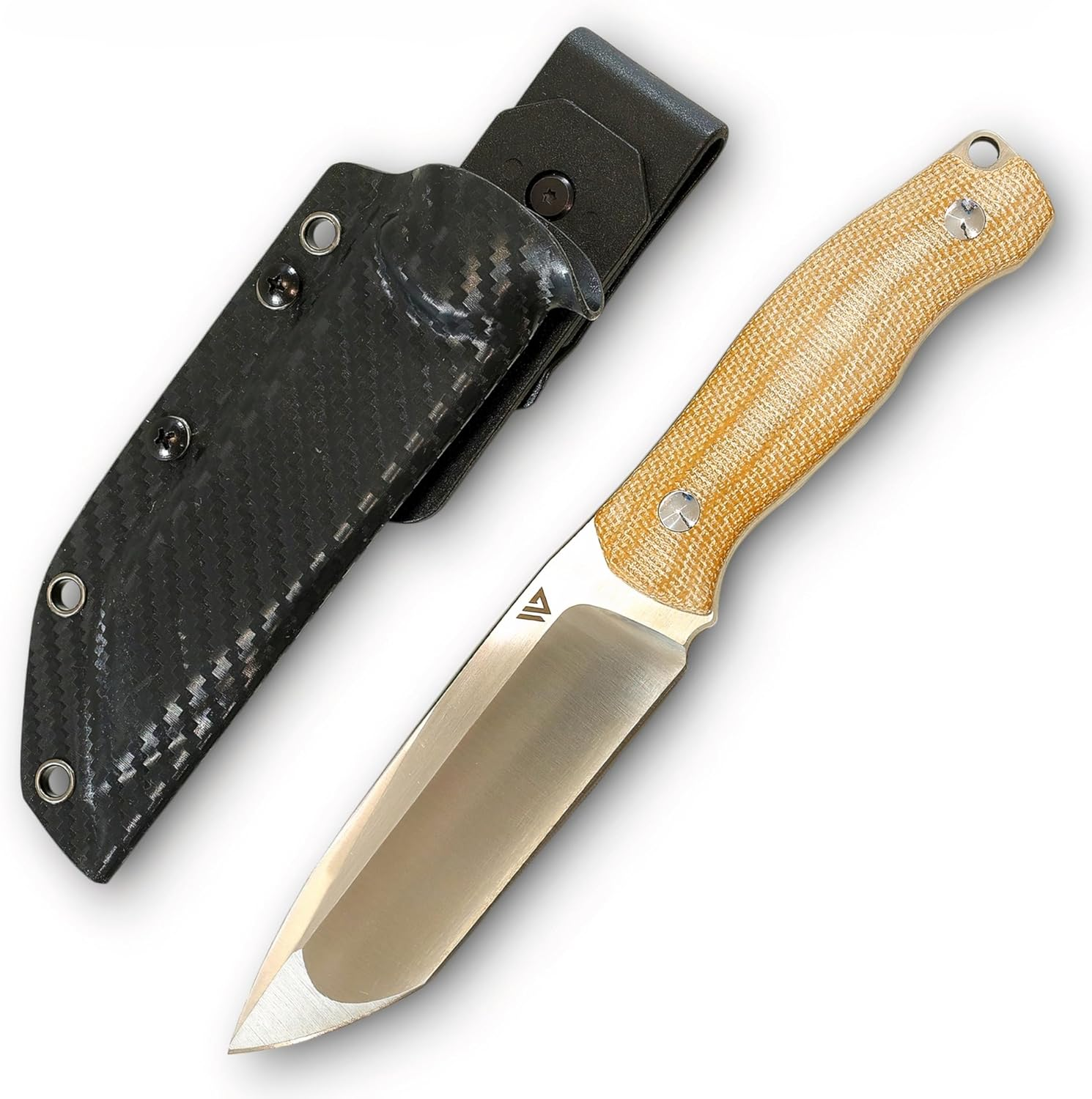 Wilora Crest Drop Point Knife &ndash; Full Tang Fixed Blade with Kydex Sheath and Linen Micarta Handle &ndash; Outdoor Survival, Bushcraft & EDC Knife