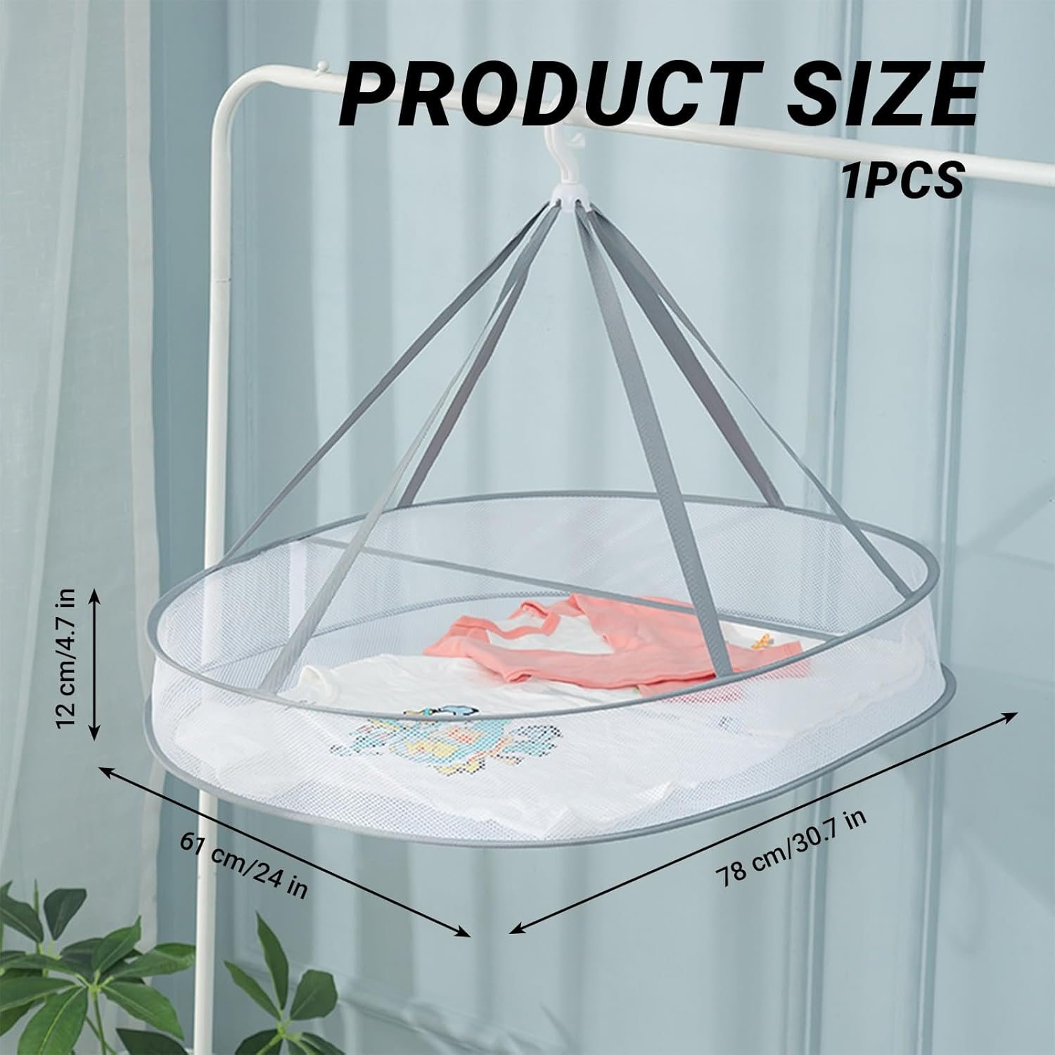 Sweater Drying Rack Mesh Foldable, Lay Flat Clothes Dryer Rack, Large Hanging Dry Rack for Clothes, Folding Clothing Drying Hanger, Portable for Laundry Indoor Outdoor (1-Tier) - 2-Tier image number 7