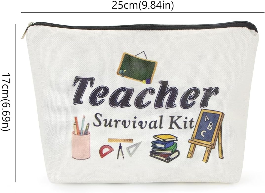 ALLY-MAGIC Teacher Appreciation Gifts for Women, Teacher Survival Kit, Best Teacher Ever Teacher Supplies for Classroom Makeup Bag Pencil Pouch Preschool High School Colleagues Birthday Gifts image number 2