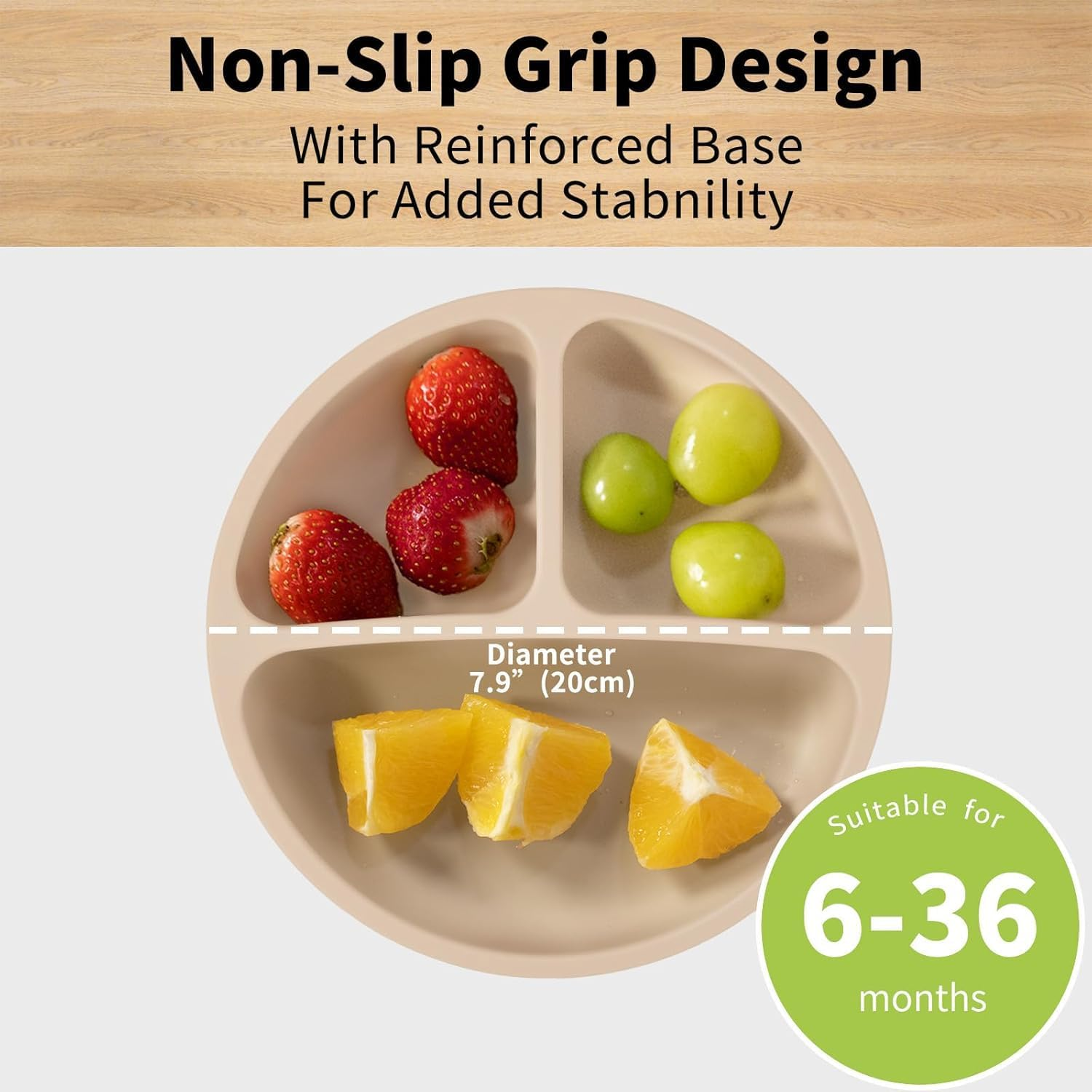 Baby Plates with Suction - Silicone Baby Suction Plates for Toddler Kids Self Feeding - Weaning Plates for High Chair Tray - Unbreakable, Portable, Non Slip (Green /Teal /Purple)