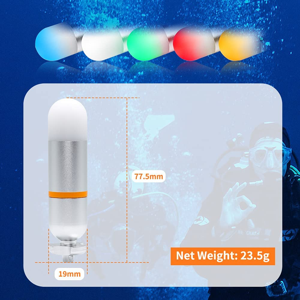 ORCATORCH SD01 Mini Glow Tank, Scuba Dive Strobe Beacon Diving Signal Light Night Dive Flashing Marker Light with AAA Battery, for 150M Underwater Diving (5 Colors Option) image number 5