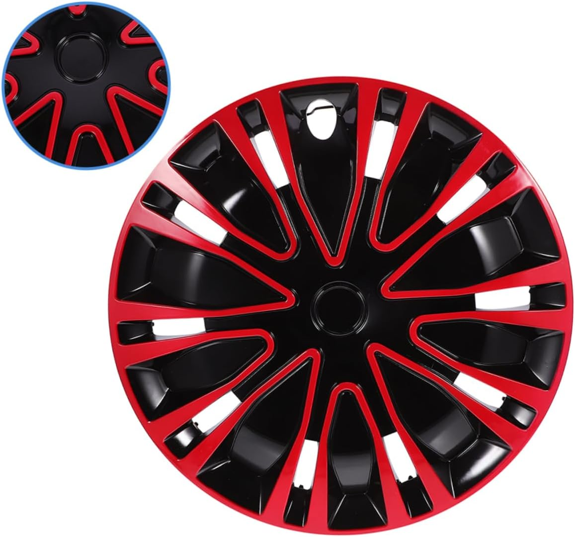 ABOOFAN 16 Inch Universal Car Wheel Hub Cap Red Black Wheel Cover Automotive Decorative Rim Hubcap image number 5