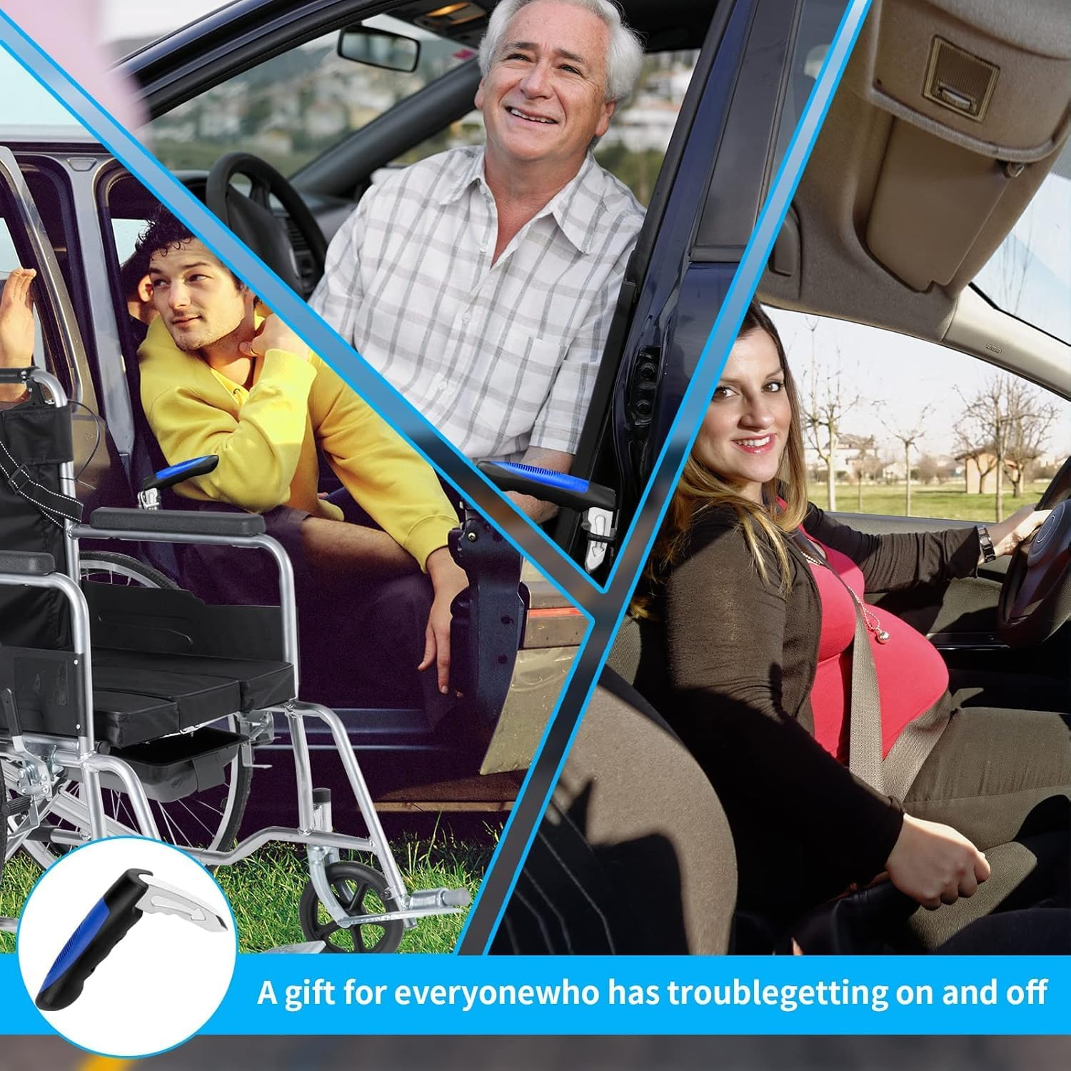 2Pcs Portable Vehicle Support Handle, Elderly Car Assist Handle Cane Automotive Door, Multi-Function Window Breaker Standing Mobility Aid for Elderly Car Emergency Tool, Supports up to 350 Pounds image number 6