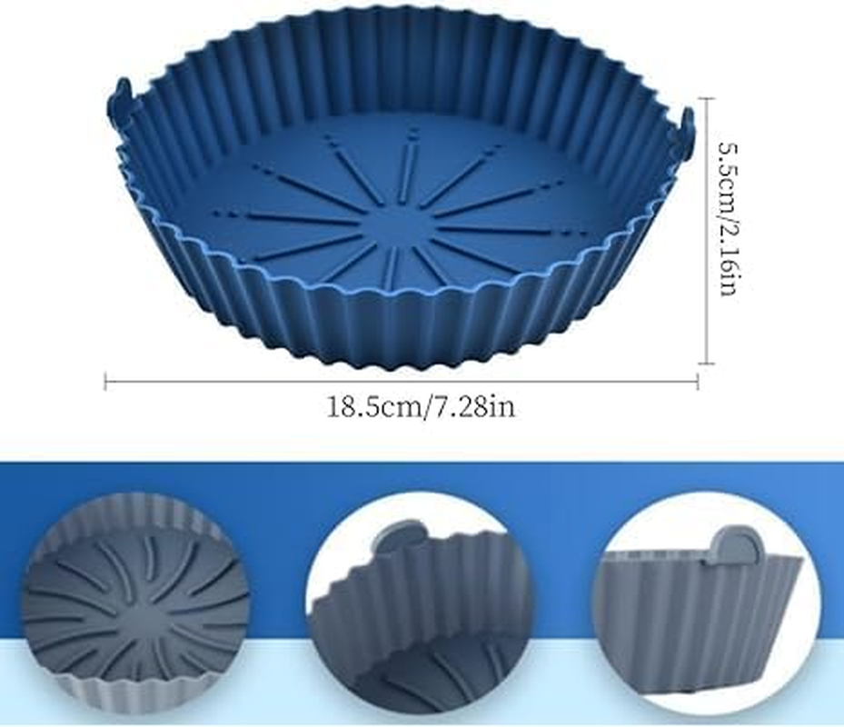 FUNNTY Air Fryer Silicone Liners,Round Silicone Tray 6.5 Inch, 3 Pack Air Fryer Silicone Baking Tray, Food Grade Air Fryer Silicone Pot, Reusable Airfryer Basket for Kitchen Oven Accessories image number 4