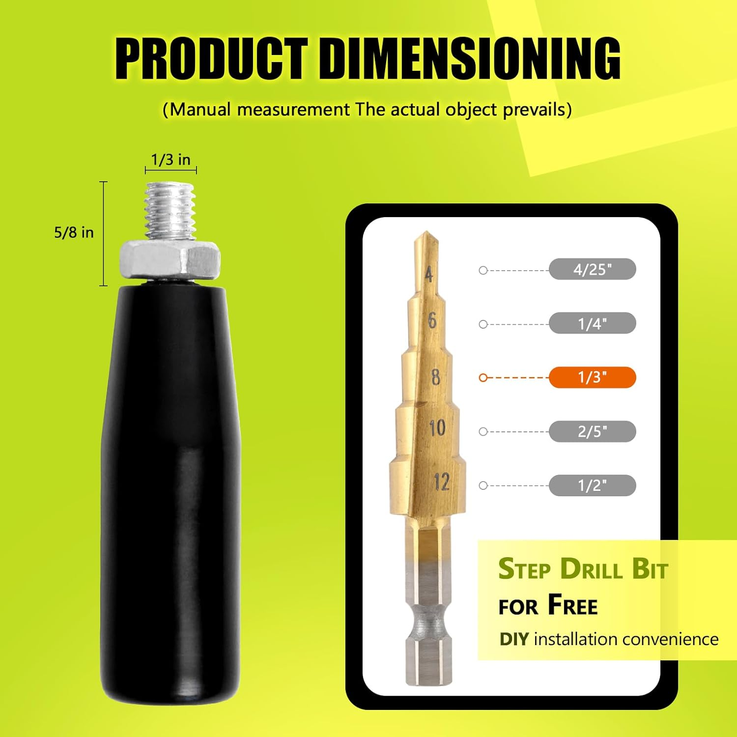 Cool Touch Damper Handle Compatible for Weber Smokey Mountain WSM Kettle Grill,Knob BBQ Smoker Damper Thumb Handle with M8 Male Threaded Stem,Including Step Drill Bit for DIY Installation Convenience image number 4