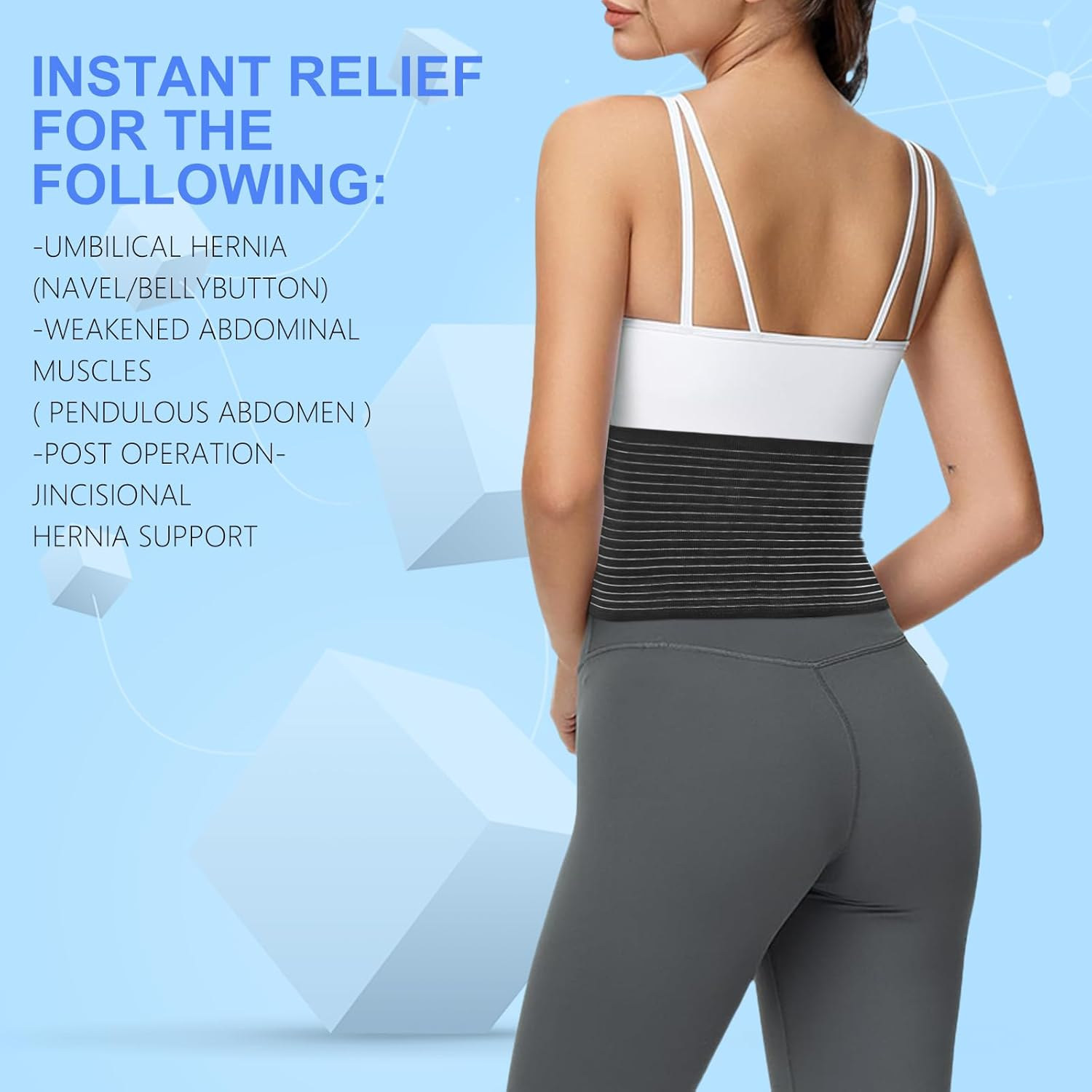 LAFUYSO Umbilical Hernia Belt for Women and Men - Abdominal Support Binder with Compression Pad - Navel Ventral Epigastric Incisional and Belly Button Hernias Surgery Prevention Aid (L-XXL) image number 2