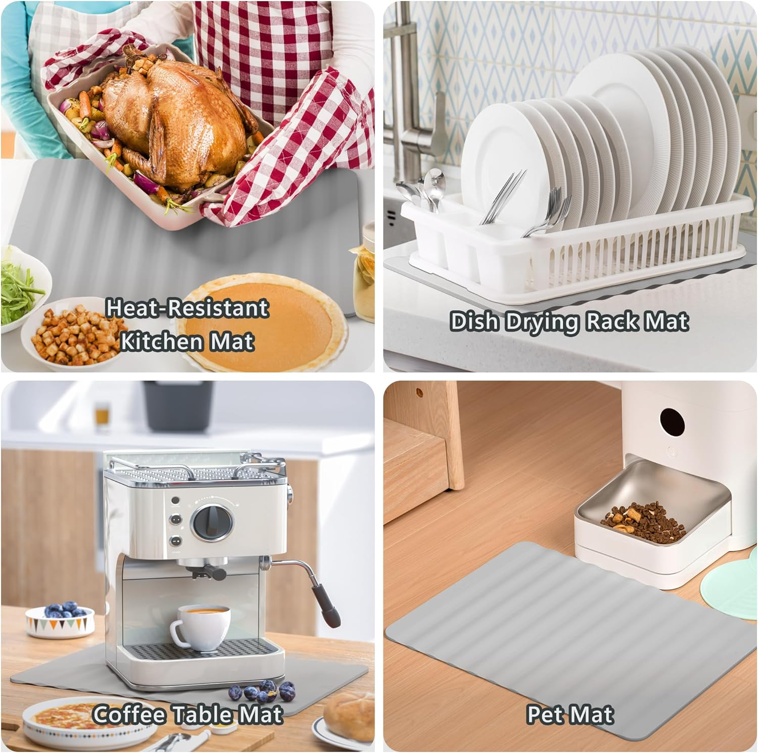 Li&Zhao Dish Drying Mats for Kitchen Counter - Dish Mat Drying Kitchen Mat Silicone Drying Mat Silicone Mats Dish Rack Mat Dish Drainer Mat image number 4