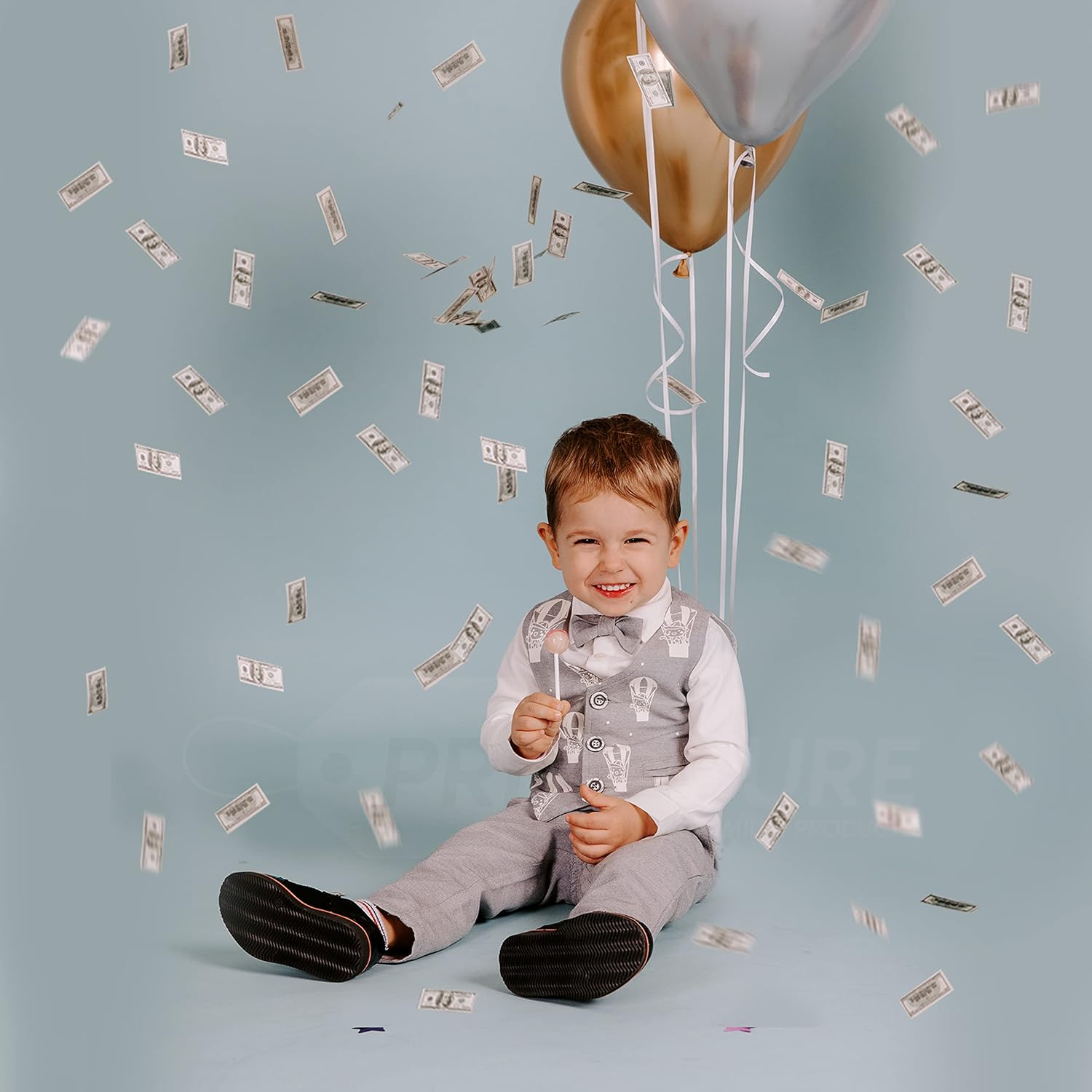 Primepure Confetti Cannon Party Poppers - Mini 100 Dollar Money Confetti Poppers - 2 Pack - Paper Money Bill Party Favours Gun for Wedding, Birthday, Celebrations image number 5