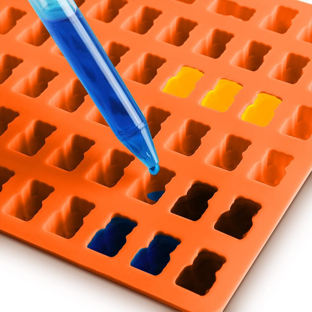 Bear Candy Silicone Molds Ice Cube Trays with 3 Droppers, SENHAI 3 Pack Gumdrop Molds for Jelly Chocolate Soap Cake Wax, Available in Oven Fridge Microwave Oven Freezer image number 4