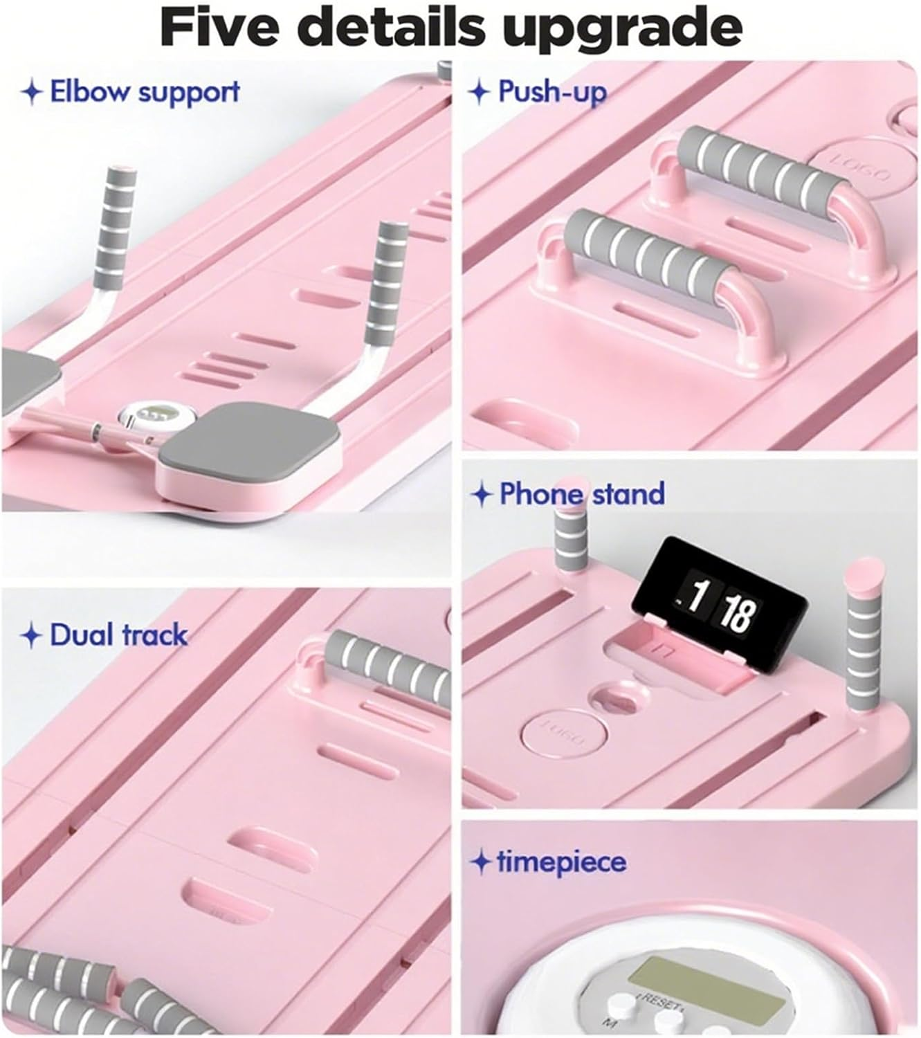 Foldable Pilates Reformer with Resistance Bands & Timer - Home Pilates Machine with Handles, Knee Pad & Compact Design, Professional Pilates Equipment for Women image number 4