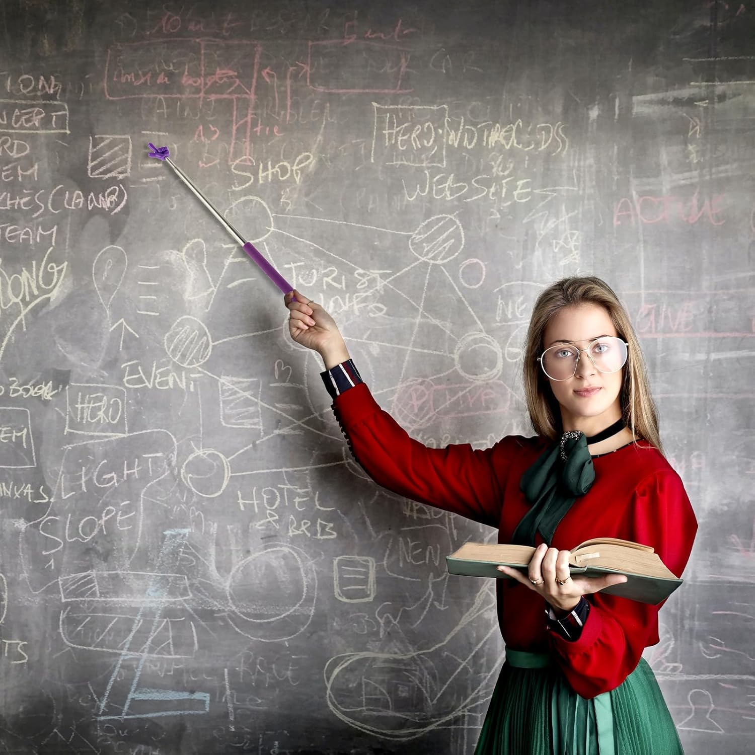 Pack of 5 Extendable Pointing Sticks, Extendable Pointing Stick, Telescopic Teacher Pointer, Stainless Steel Extendable Teacher Pointer, Hand Pointer for Presentations image number 4