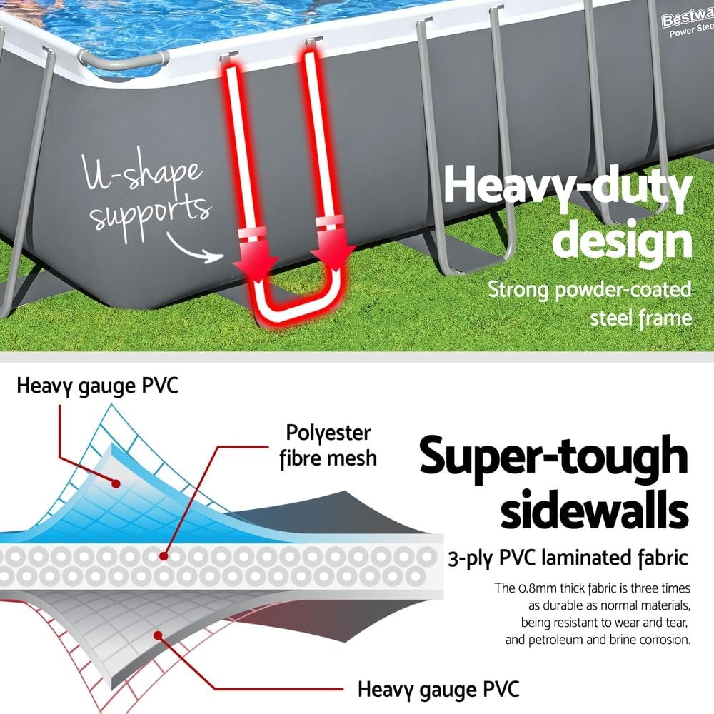 Bestway Power Steel above Ground Rectangular Swimming Pool Set, 7.32 M X 3.66 M X 1.32 M Size image number 2