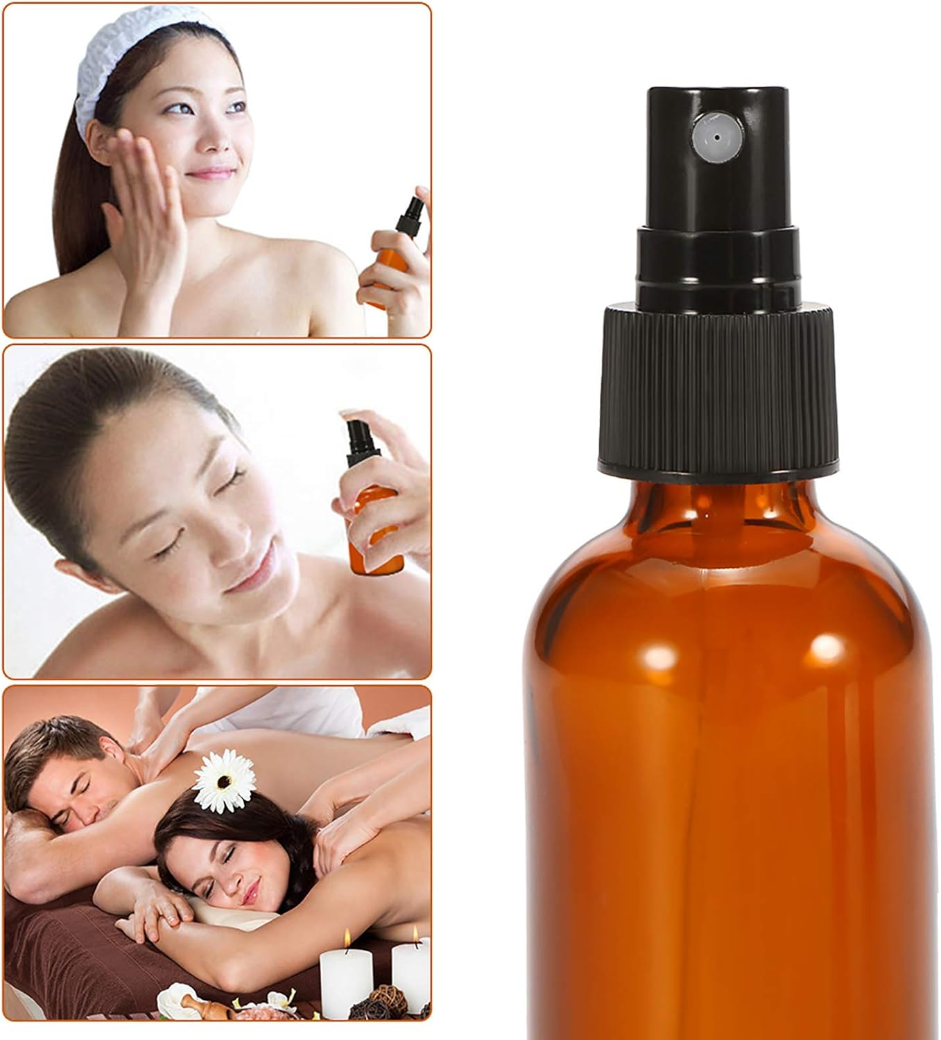 Amber Glass Spray Bottle Black Fine Mist Sprayer 50Ml Pack of 3 Essential Oil Chemical Perfume Atomizer Container image number 1